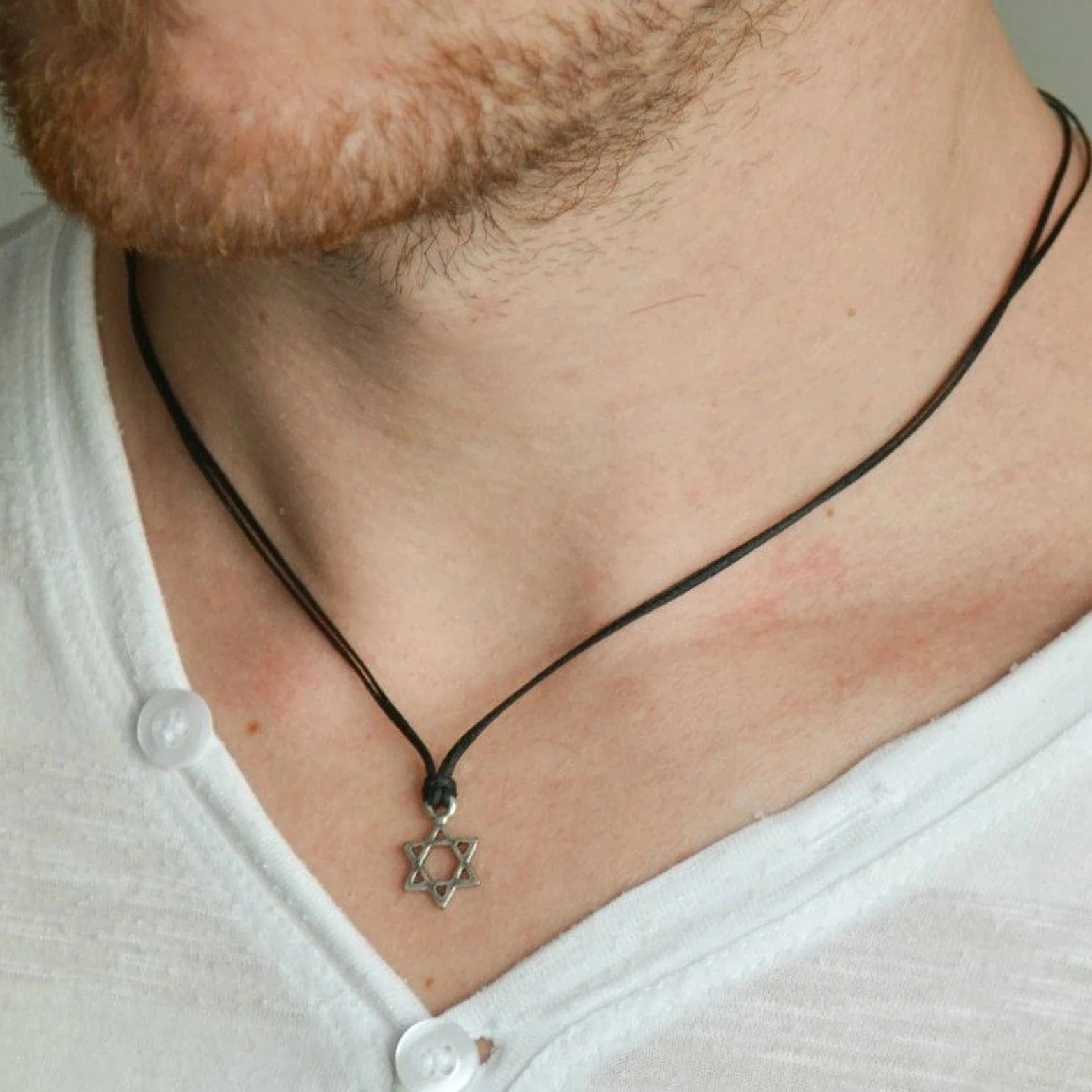 Silver Magen David Necklace on Black Cord、mySite、topwebapps