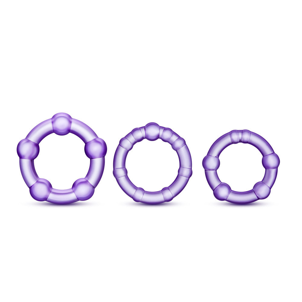 Stay Hard By Blush® | Clear Purple Beaded Penis Rings (3-Sizes)、mySite、bottomscart