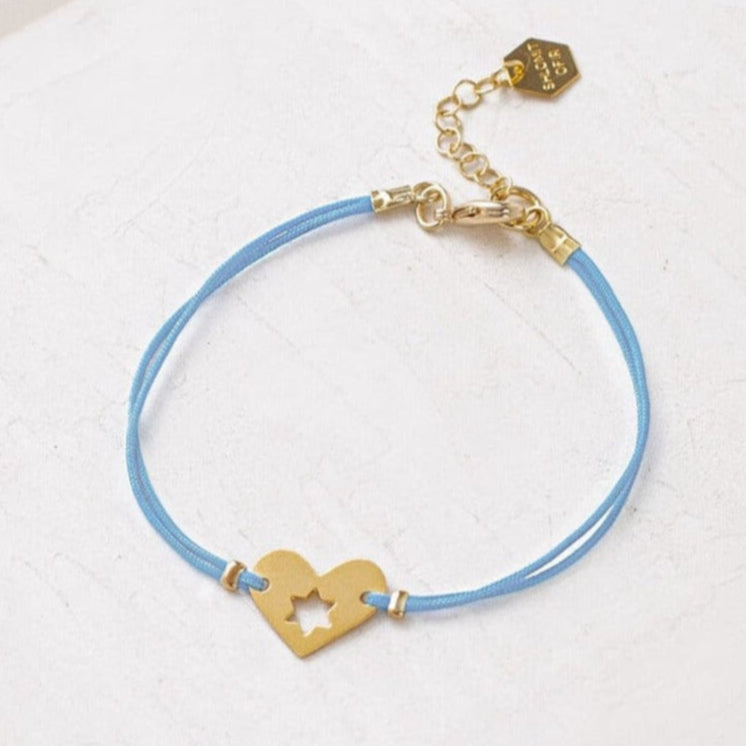 Gold and Light Blue Israel at Heart Bracelet - 20% of Proceeds Donated、mySite、topwebapps
