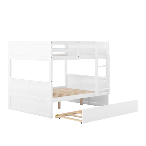 Full Over Full Bunk Bed with Twin Size Trundle, White ( old sku: LP000250AAK )、、casual