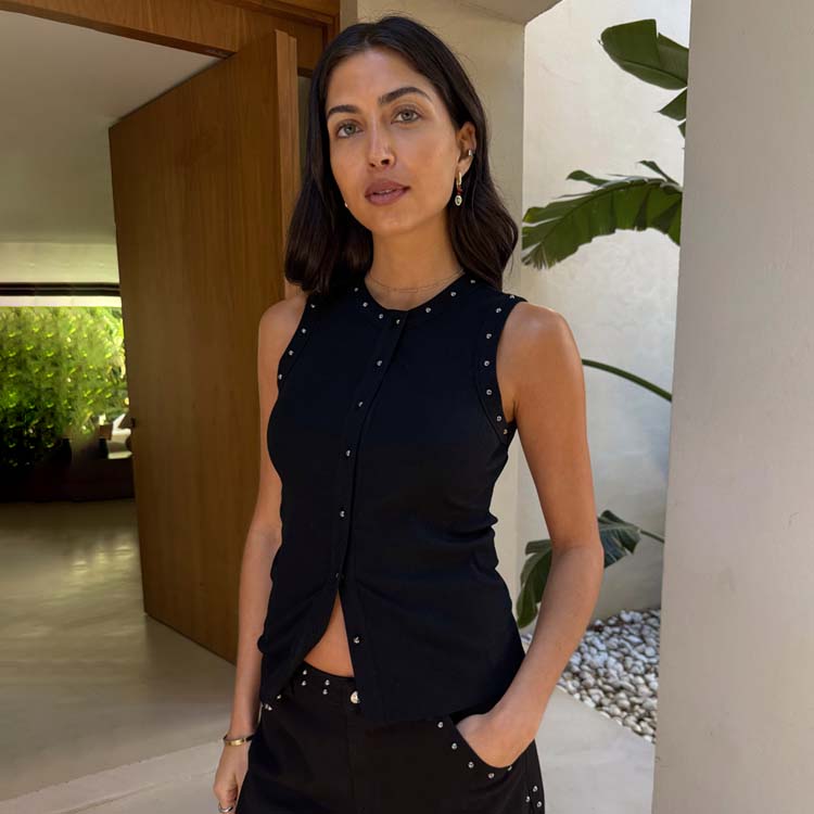 Black Studded Button Tank、mySite、solidvoid