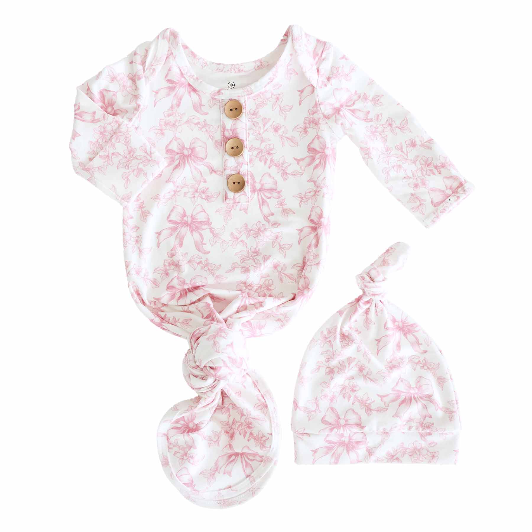  Fancy Frills Newborn Baby Knot Gown & Hat Set、mySite、layawaytickets