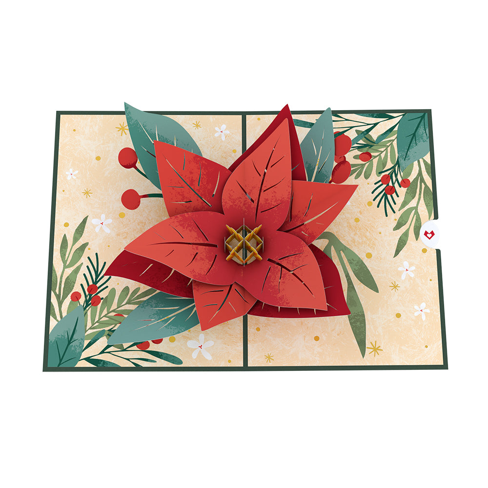 Christmas Poinsettia Bloom Pop-Up Card、mySite、solidvoid