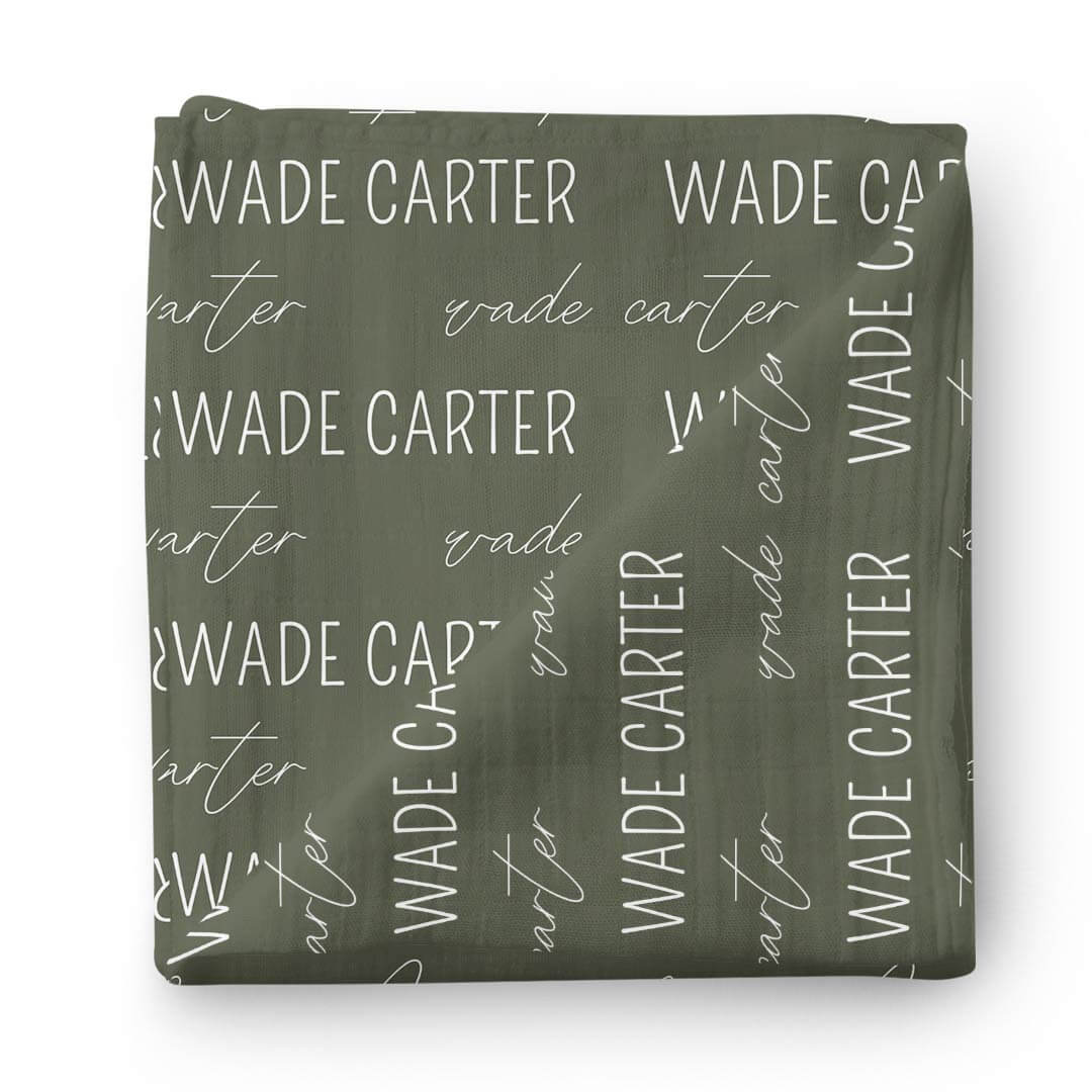  Personalized Olive Baby Name Swaddle Blanket - Block & Script、mySite、layawaytickets