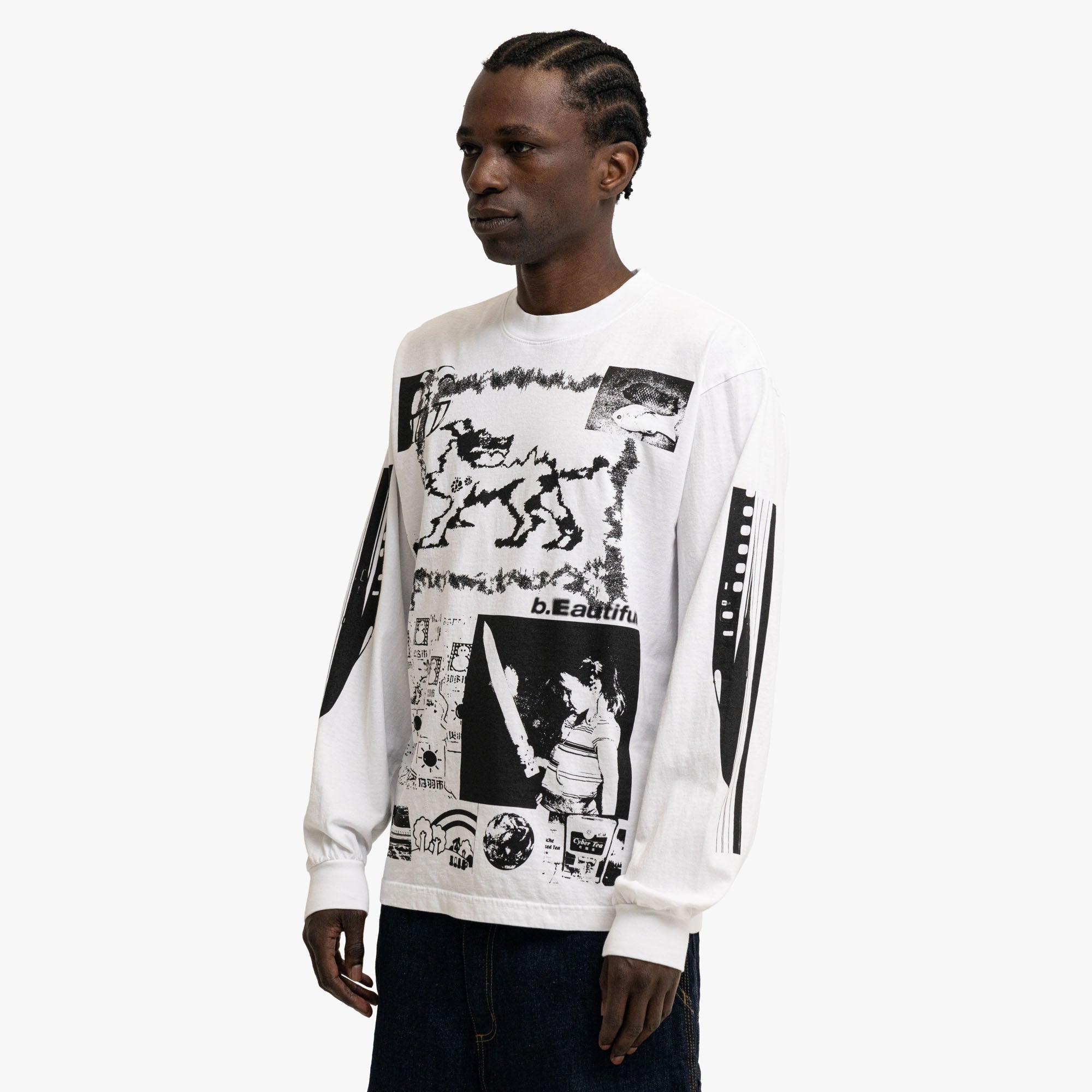  b.Eautiful x kiiro Shinkansen LS Shirt White、mySite、merchandisen