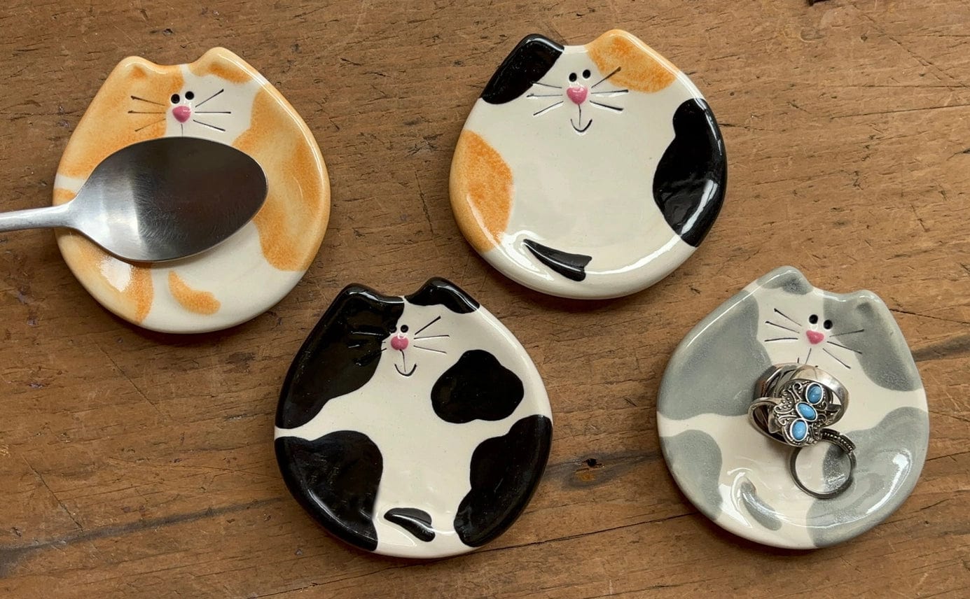 Handmade Ceramic Cat Trinket Dish Tea bag Holder Cute!、mySite、g9winljtr
