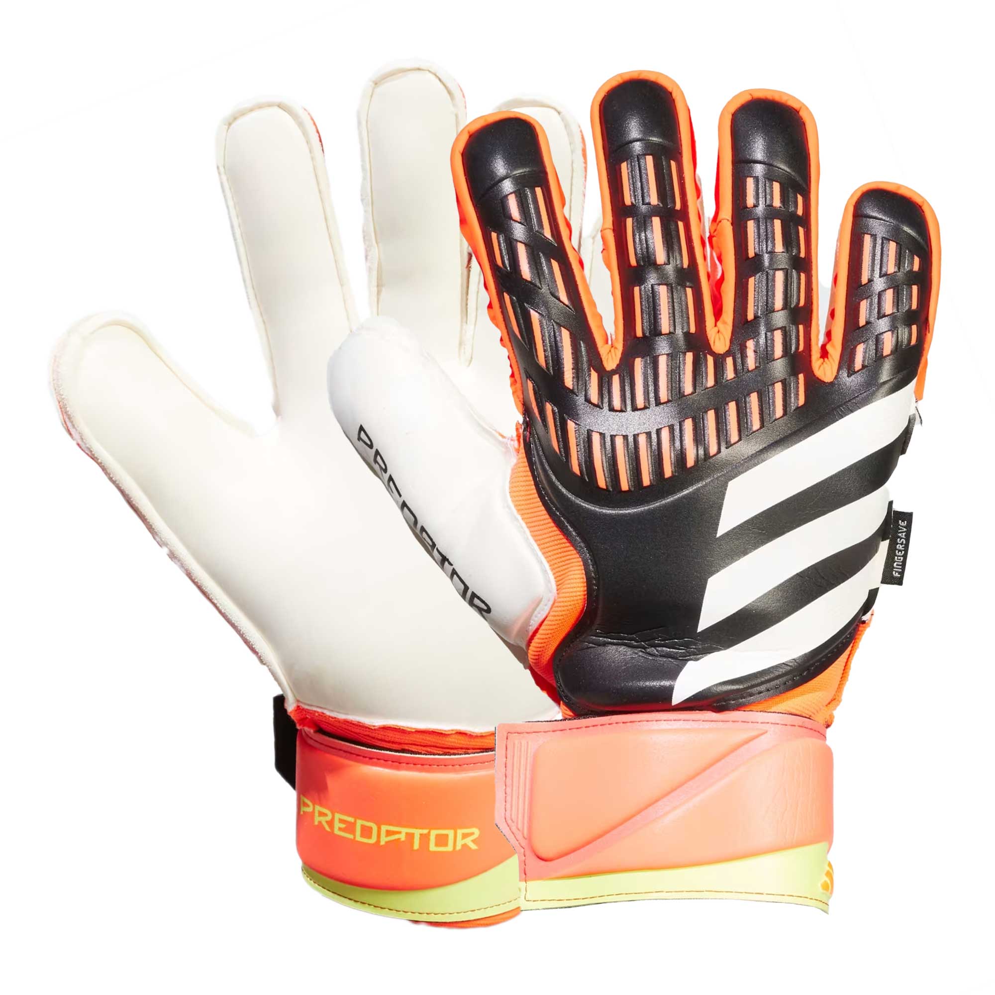 adidas Men's Predator Match Fingersave Goalkeeper Gloves Black/Orange/White、mySite、noshort