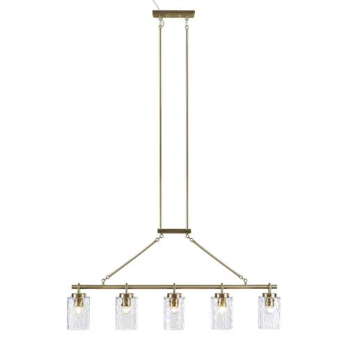 5-light Linear Chandelier with Textured Glass Shades、、eastwooduniform