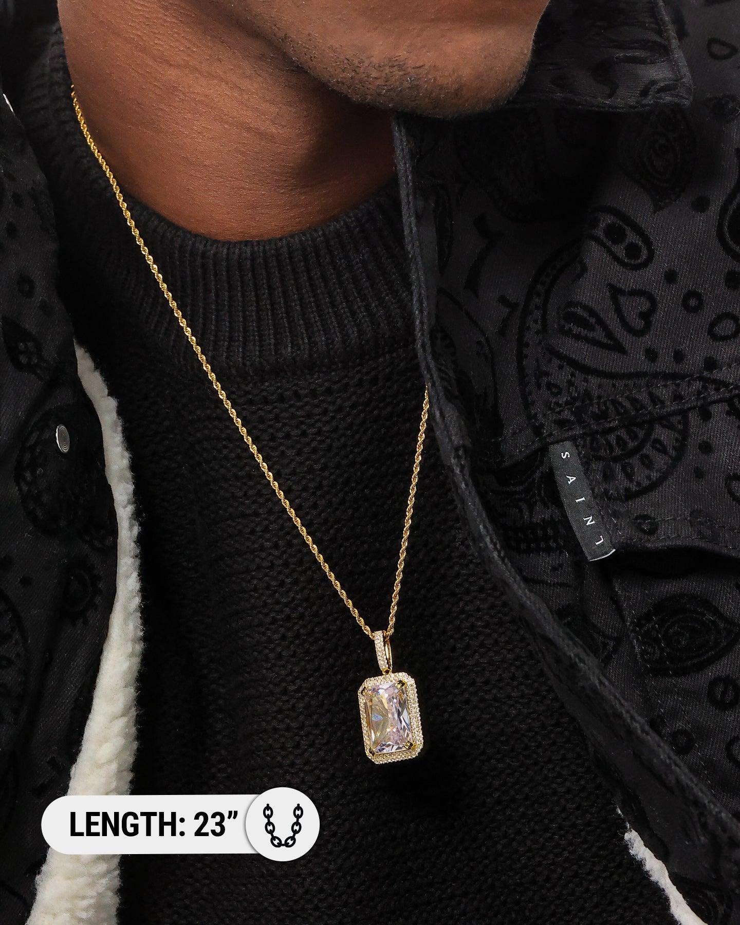 Saint Morta Iced Jewelled Pendant Iced Gold、mySite、zt4zffjzw