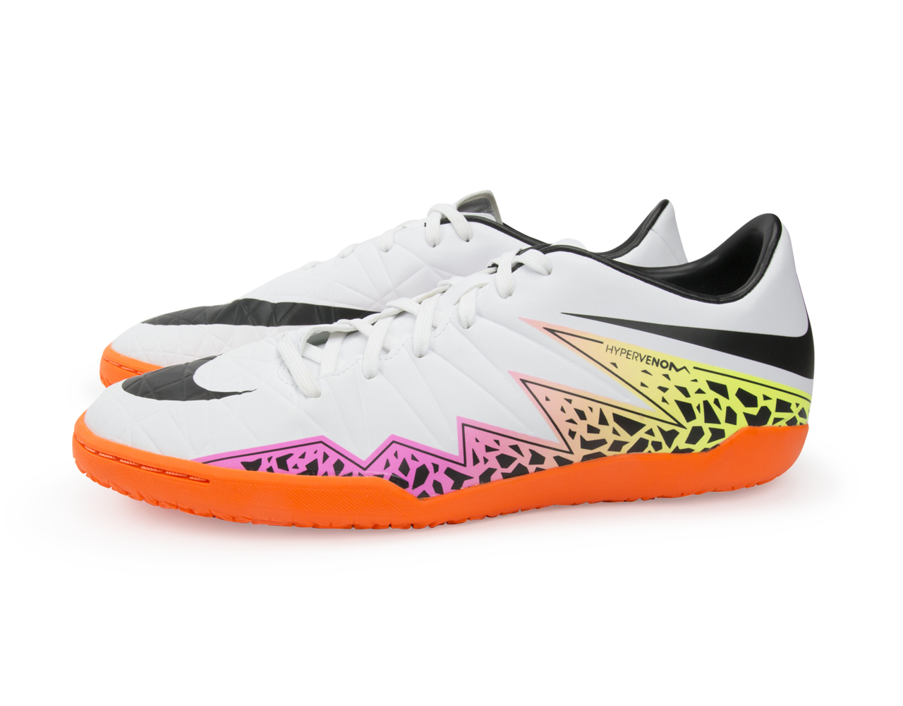 Nike Men's Hypervenom Phelon Indoor Soccer Shoes White/Black/Total Orange、mySite、noshort