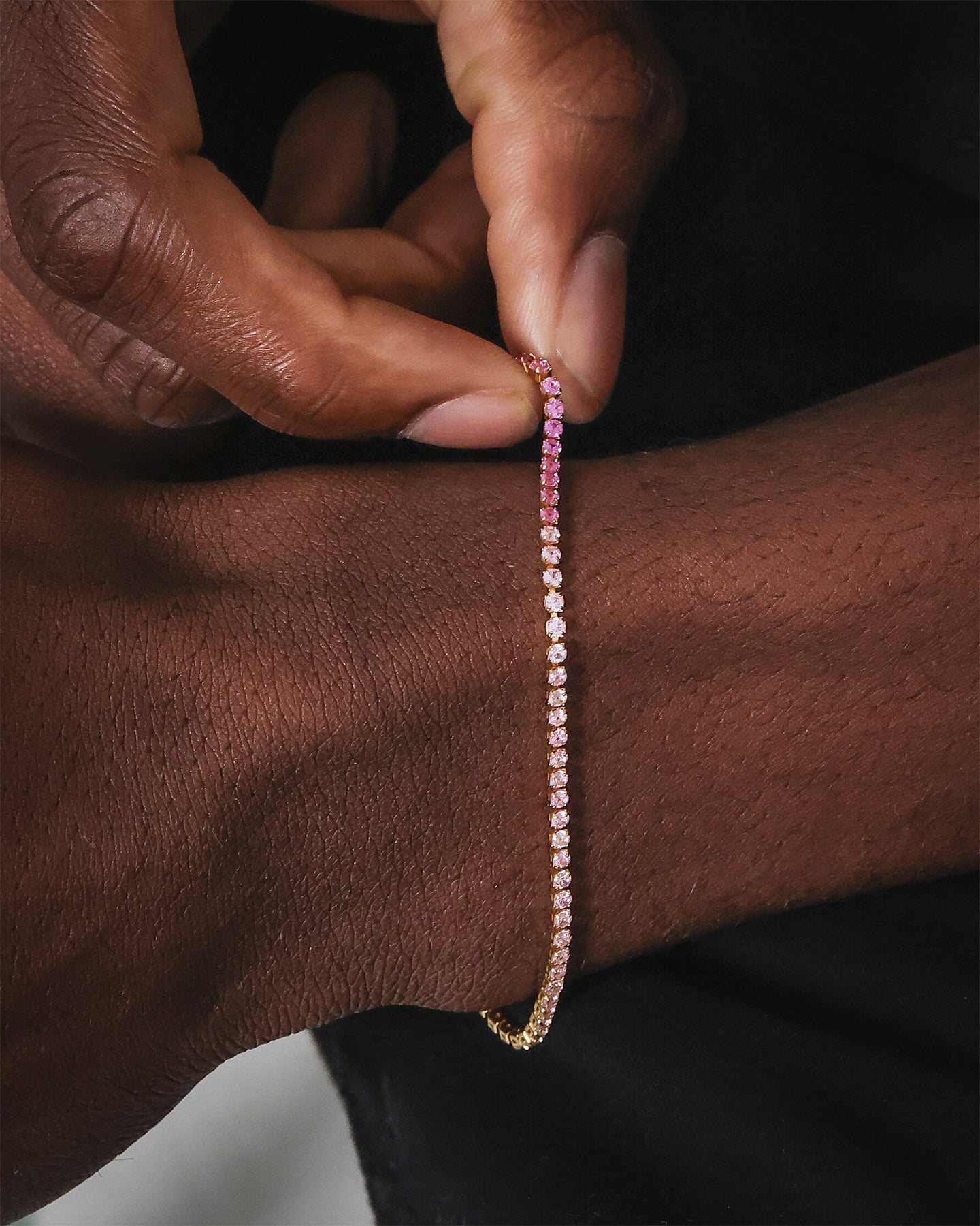 Saint Morta Micro Coloured Tennis Bracelet Gold/Pink、mySite、zt4zffjzw