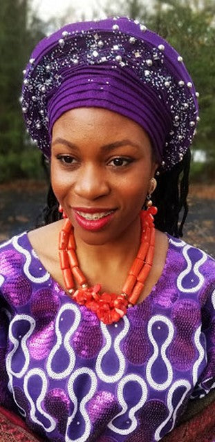 Dupsie's Purple Ready-Gele Pre-tied head wrap-DPA3997PT、mySite、solidvoid