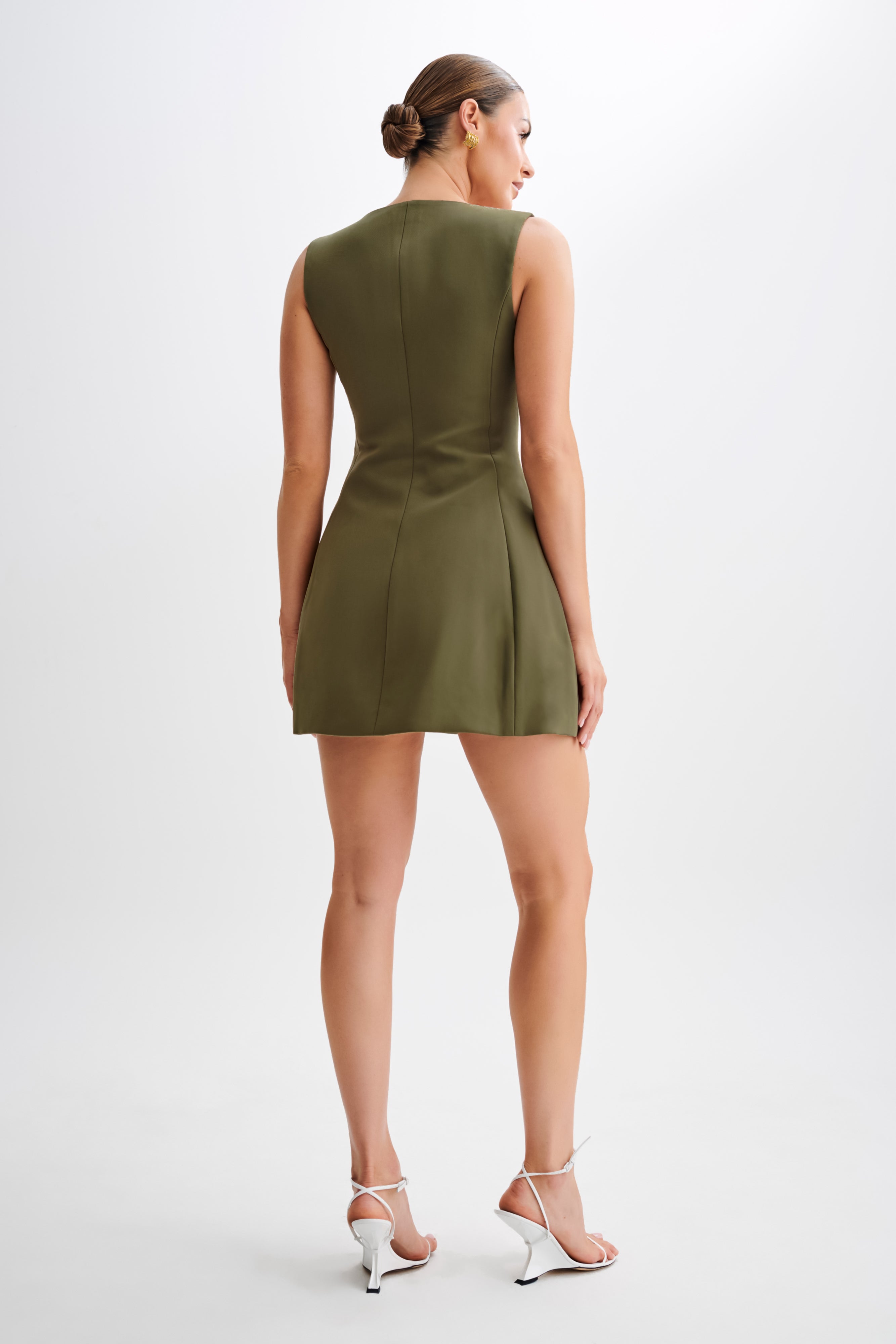 Lysandre Crepe Mini Dress - Military Olive、mySite、solidvoid