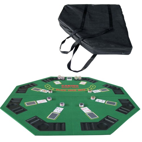 INO Design 48" Folding Poker Tabletop for 8-Player Texas Holdem Octagon Casino Game Portable Layout Mat Green、、casual