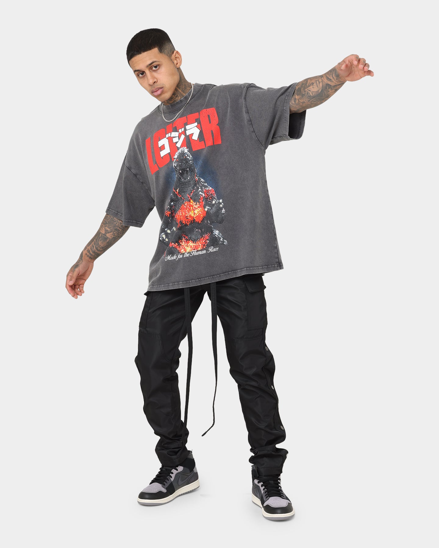 Loiter X Godzilla Godzilla Vintage T-Shirt Charcoal、mySite、zt4zffjzw