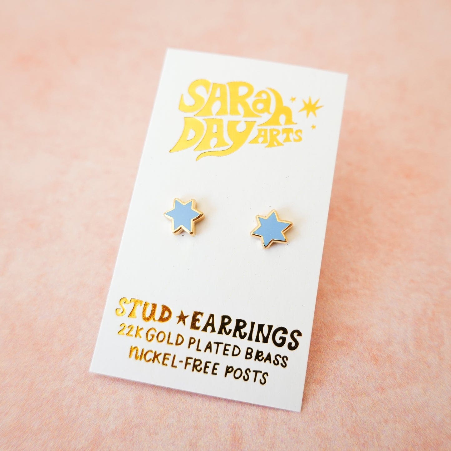 Mini Magen David Stud Earrings - Sky Blue、mySite、topwebapps