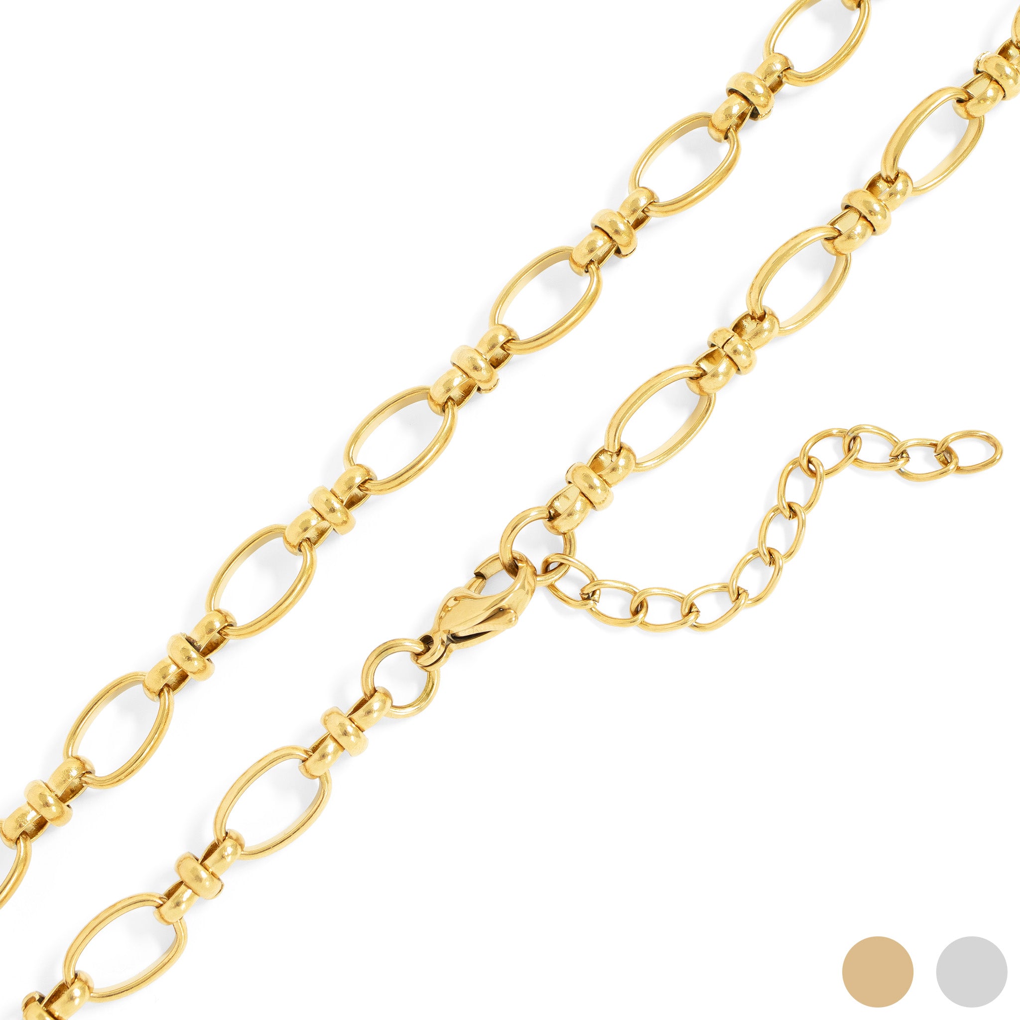 18K Gold PVD Stainless Steel Circle Charm Chain Necklace / CHN0104、mySite、dreamappss