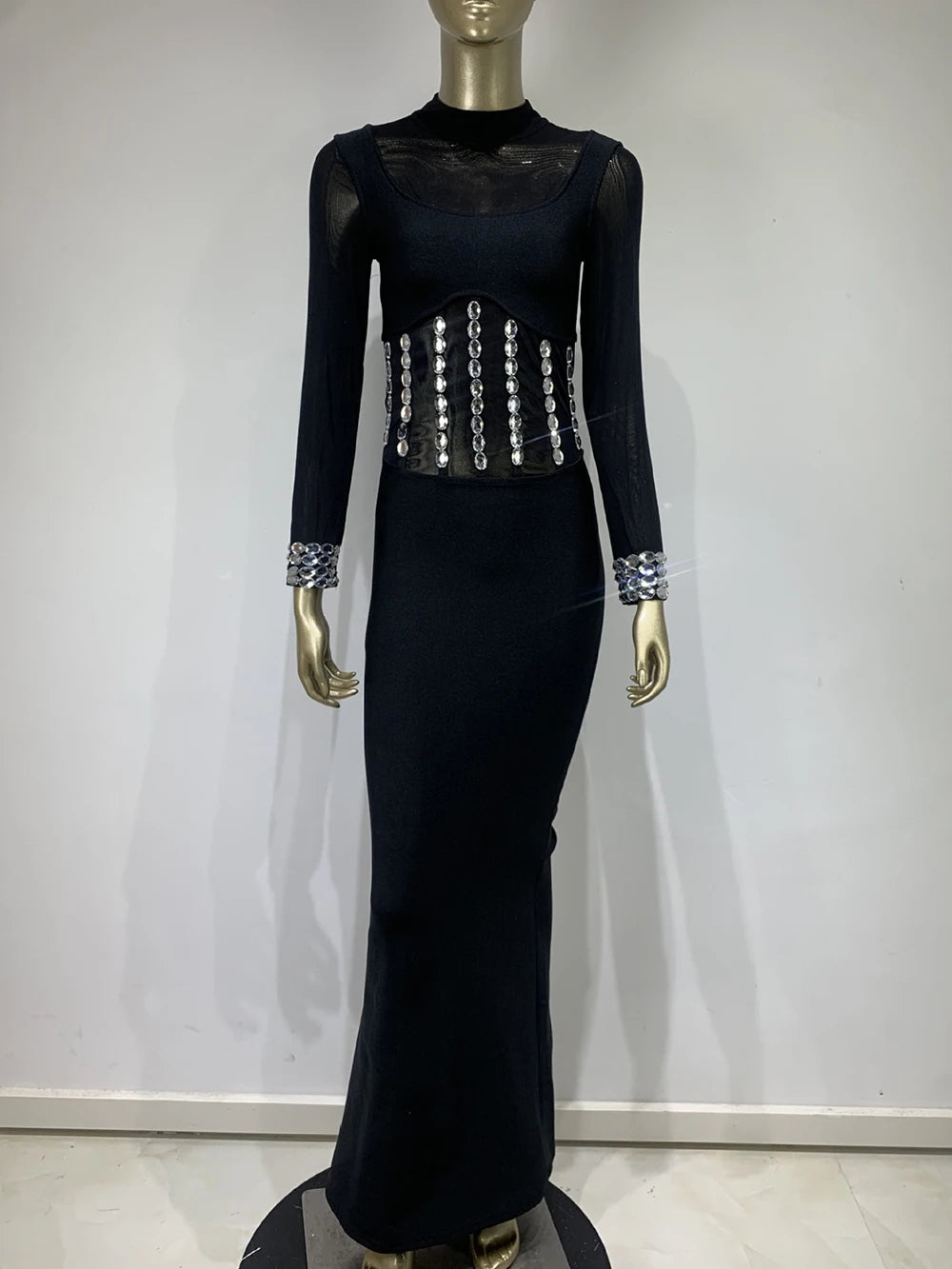 Renee Maxi Crystal Black Dress、mySite、merchandisen