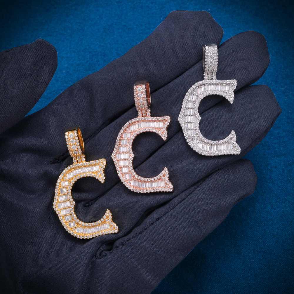 Moissanite Baguette Letter C Pendant、mySite、hinf8tx79