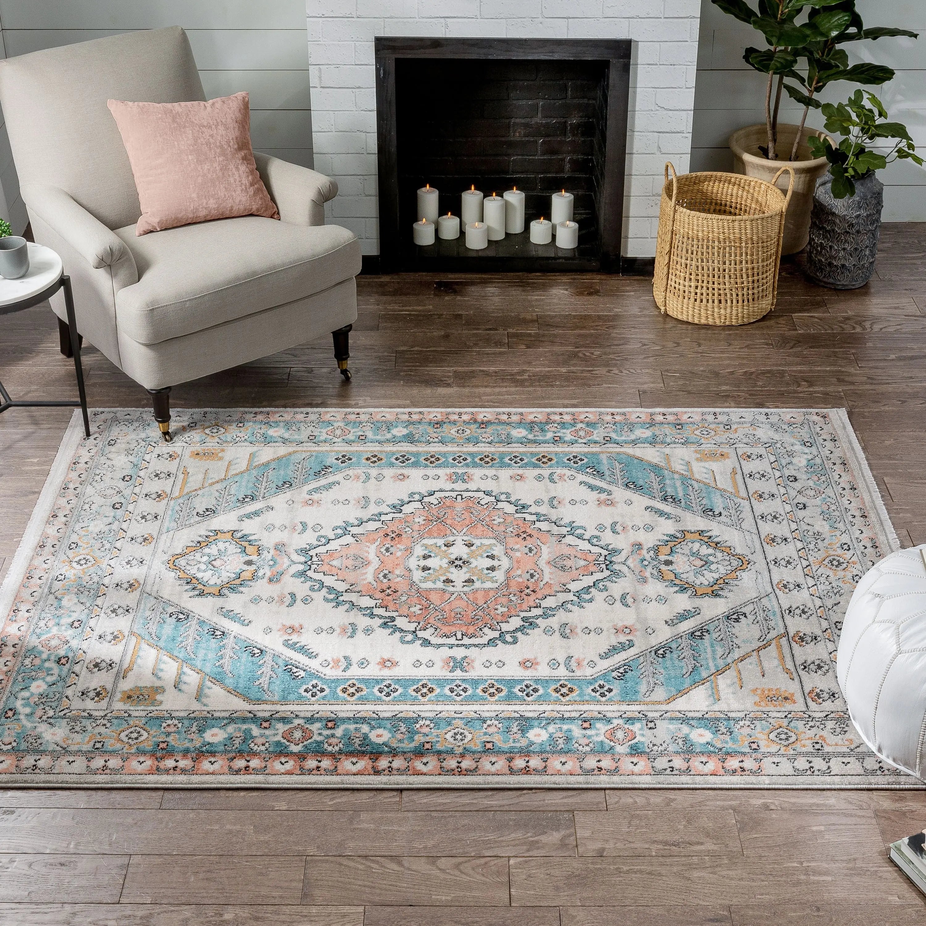 Jane Vintage Bohemian Aztec Tribal Blue Rug、mySite、gigharbornorthrealestate