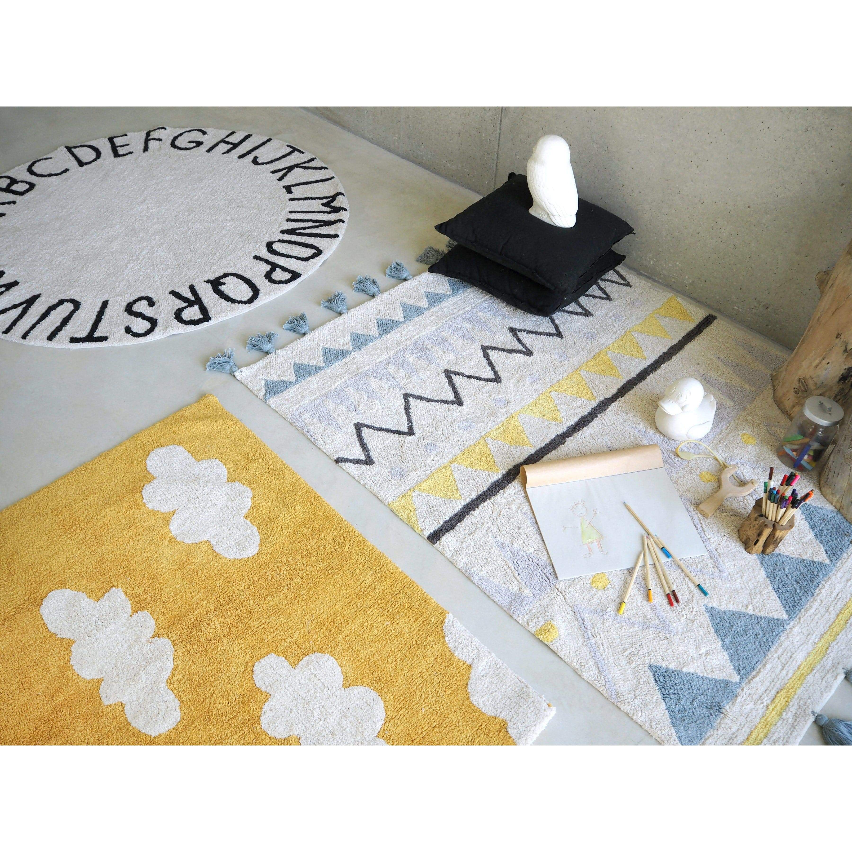 Clouds Mustard Machine Washable Area Rug、mySite、gigharbornorthrealestate