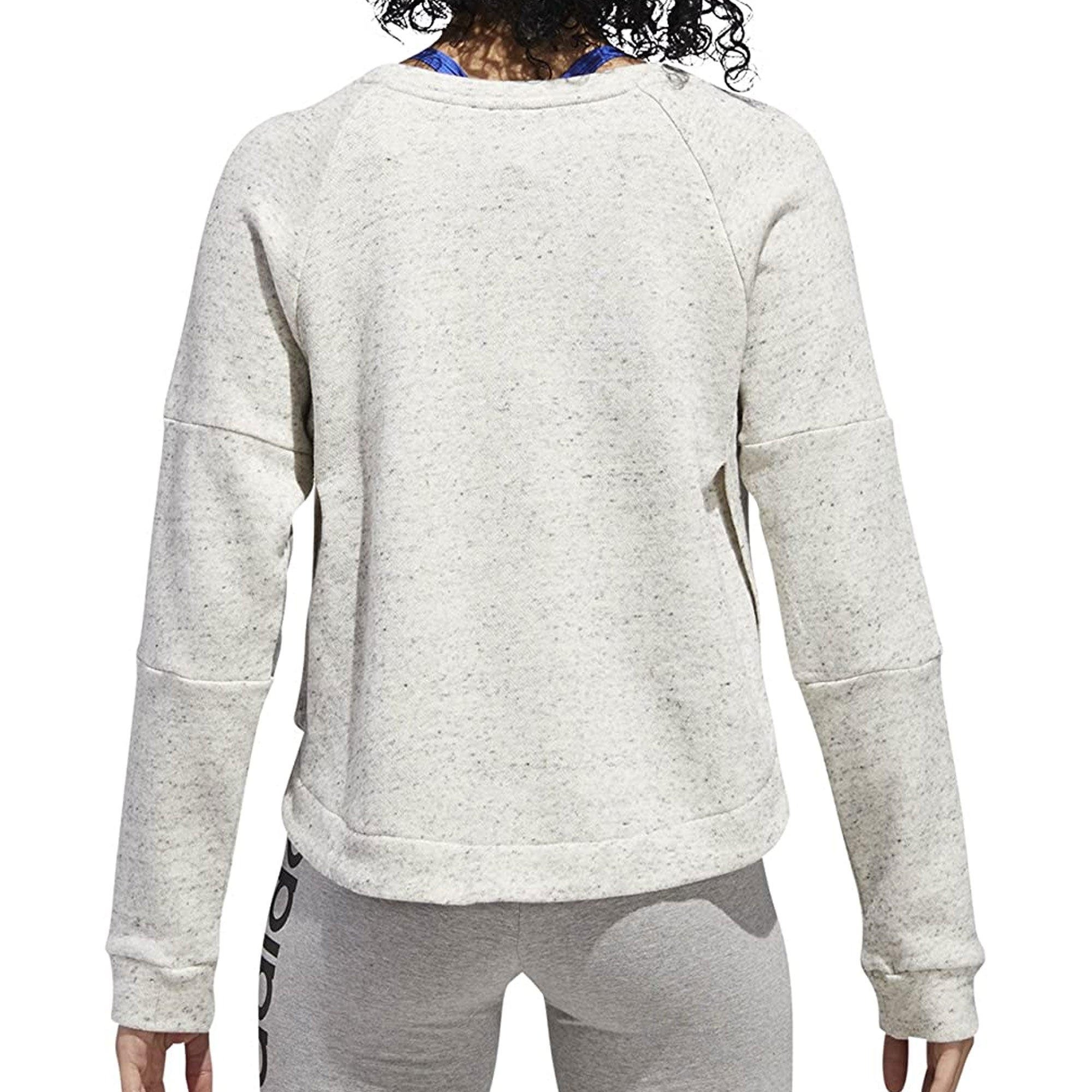 adidas Women's S2S Crew Neck Cropped PullOver Sweatshirt White/Grey、mySite、noshort