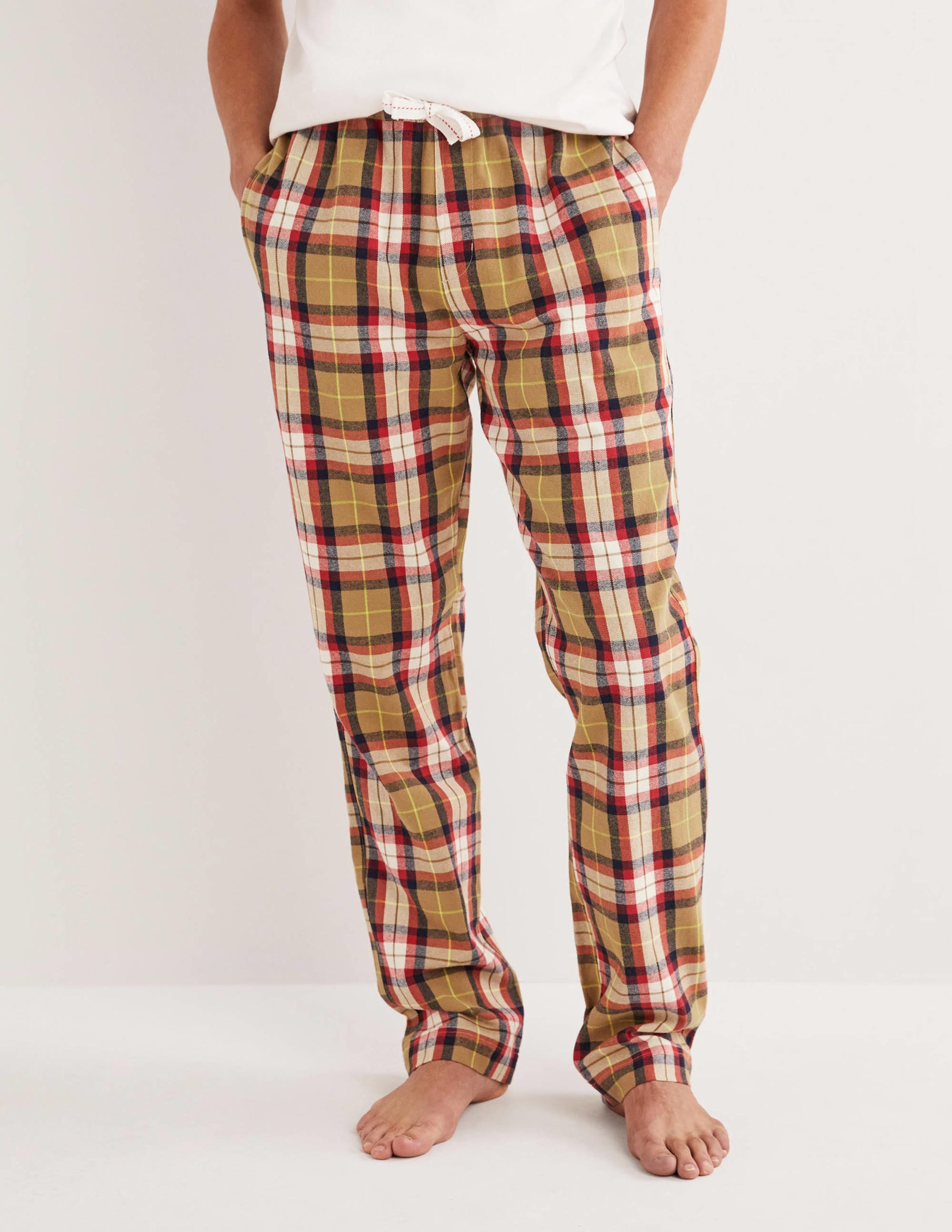  Brushed Cotton Pajama Bottoms-Camel/Red Check、mySite、ashleygrahame