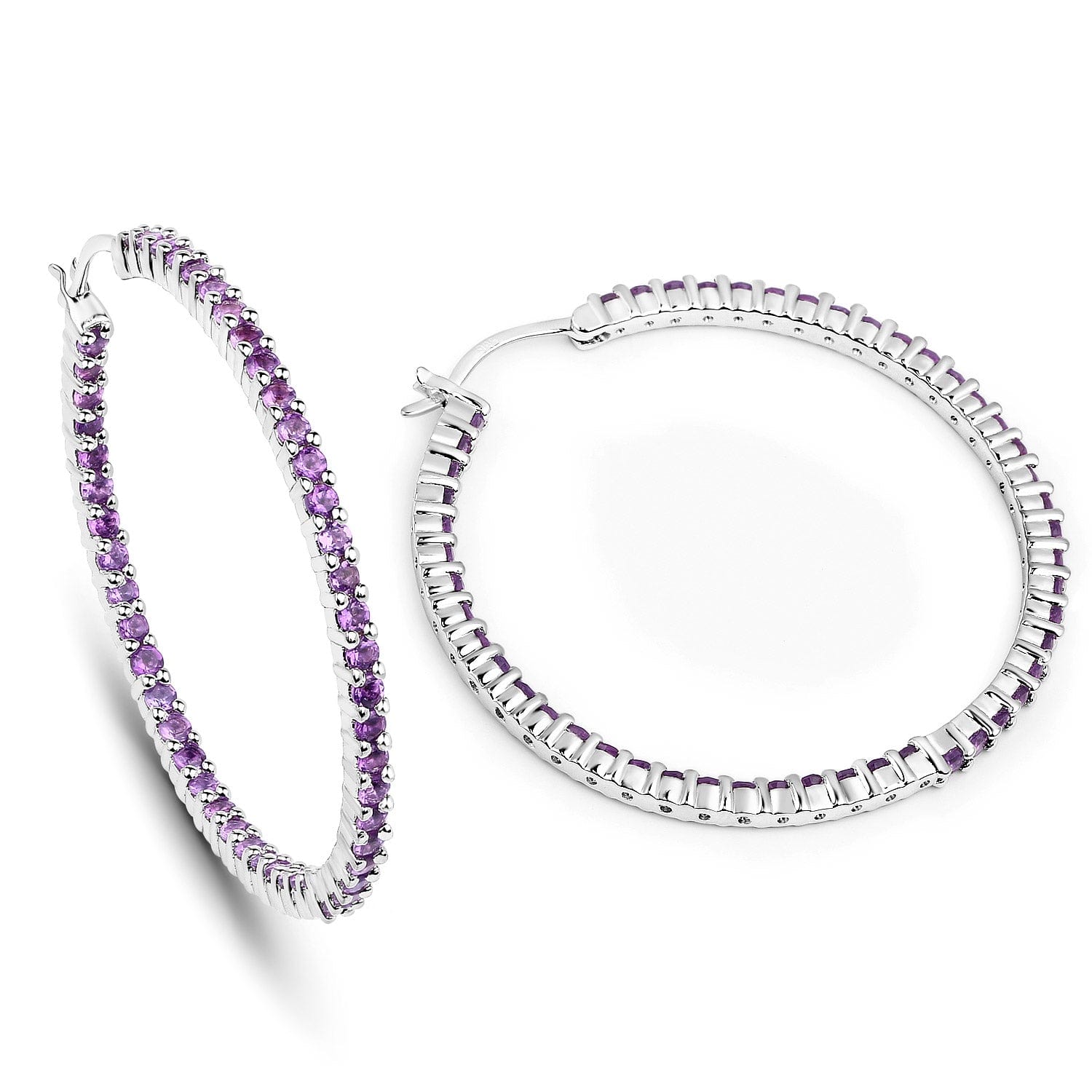 Gemstone Hoop Earrings: Peridot,Amethyst or Blue Topaz in 925 Sterling Silver、mySite、g9winljtr