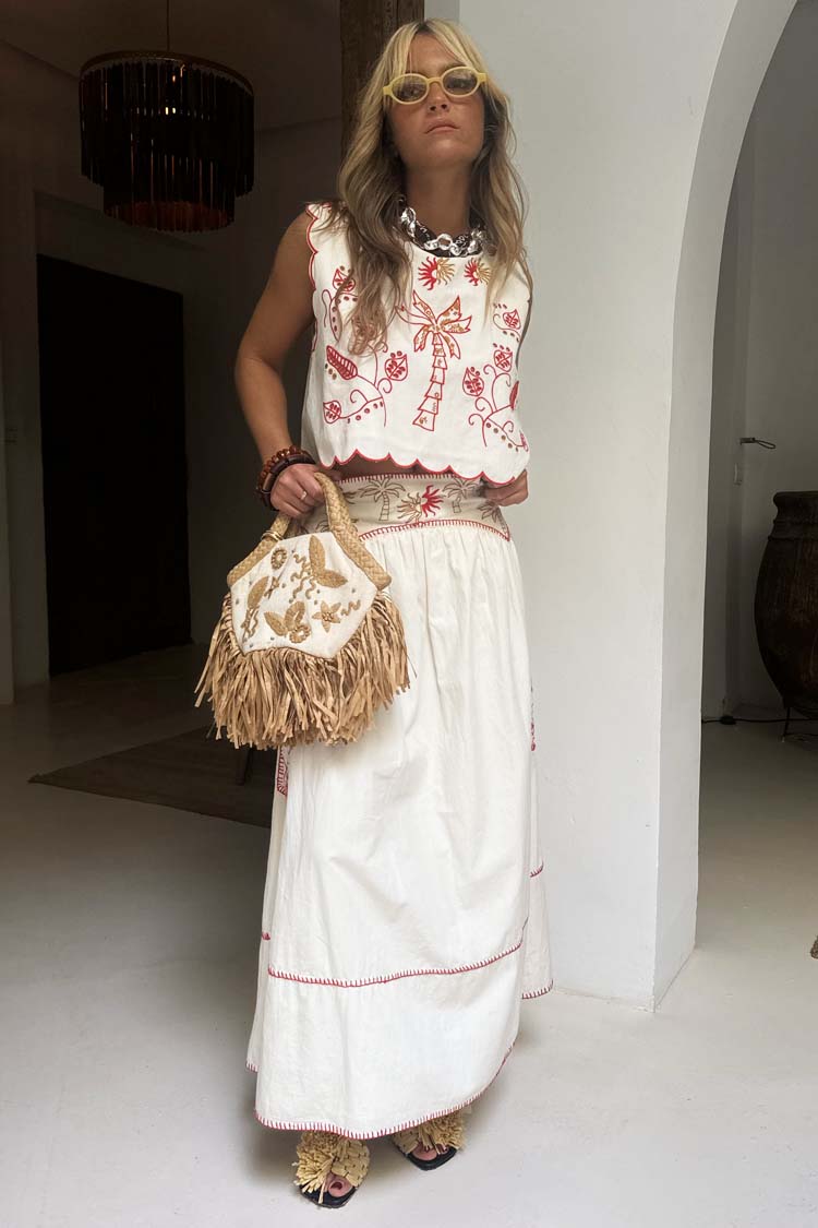 Cream and Red Pollenca Skirt、mySite、solidvoid