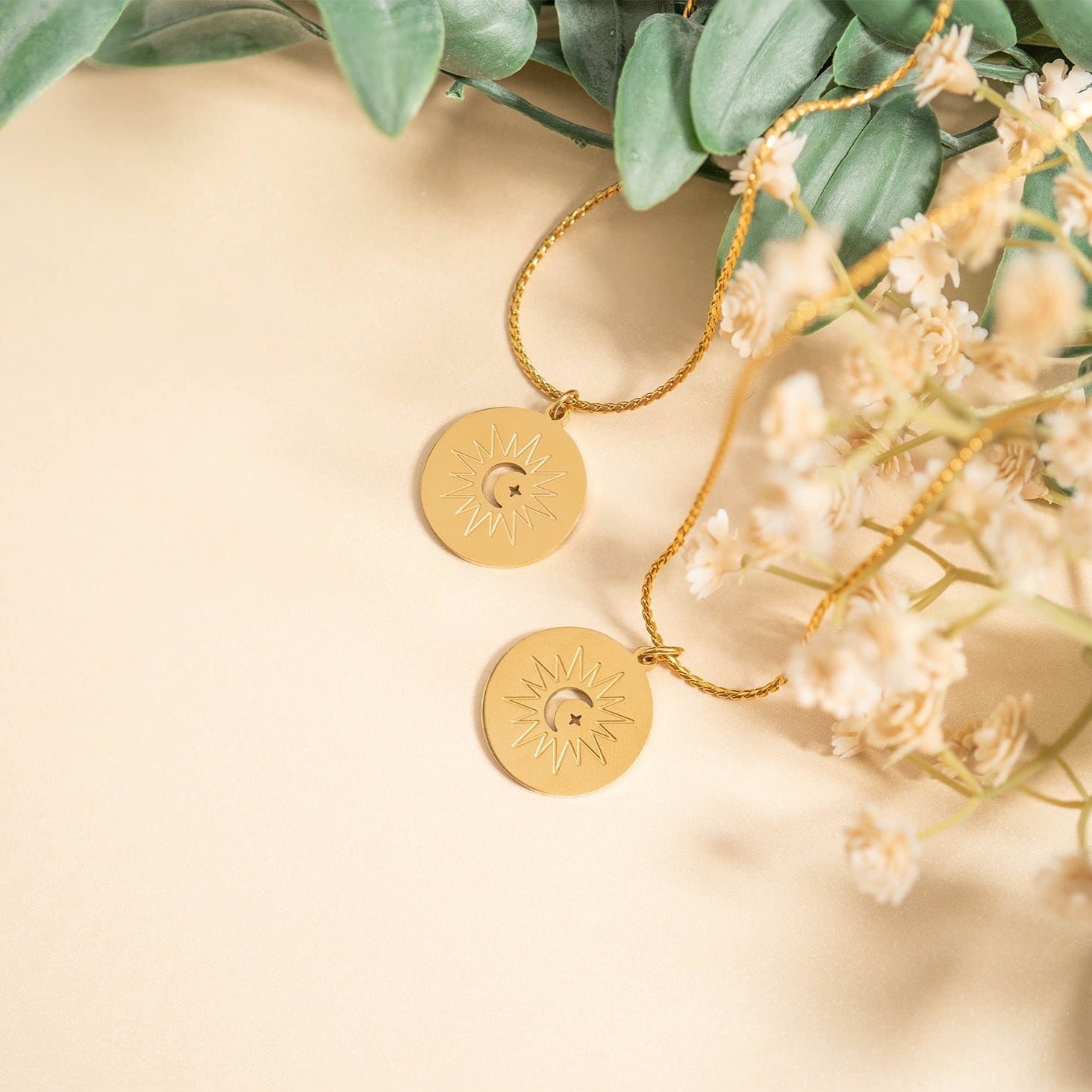 Stainless Steel Mom and Me Moon And Sun Necklace Set / BND0074、mySite、dreamappss