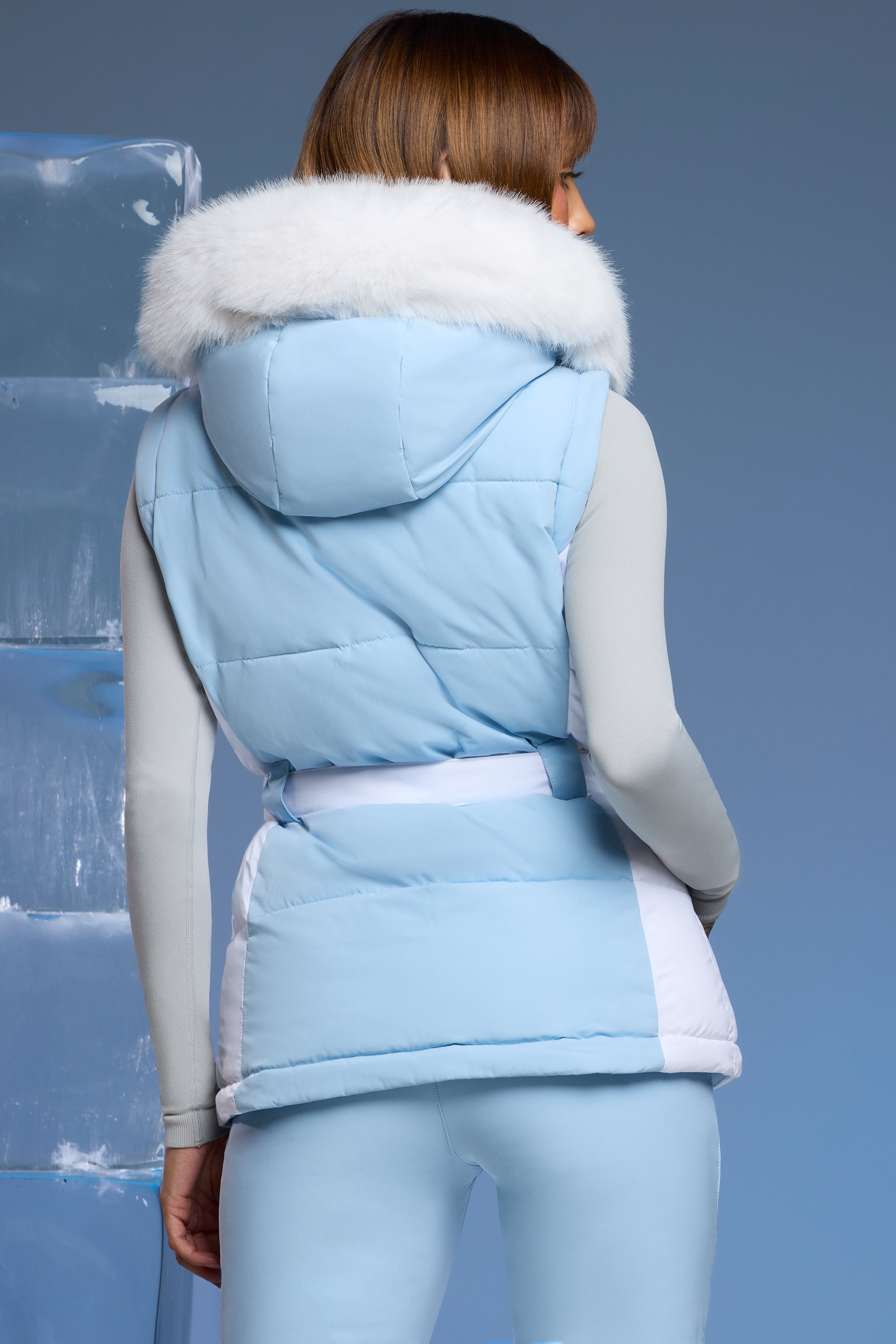 Ski Jacket with Detachable Sleeves in Baby Blue、mySite、solidvoid