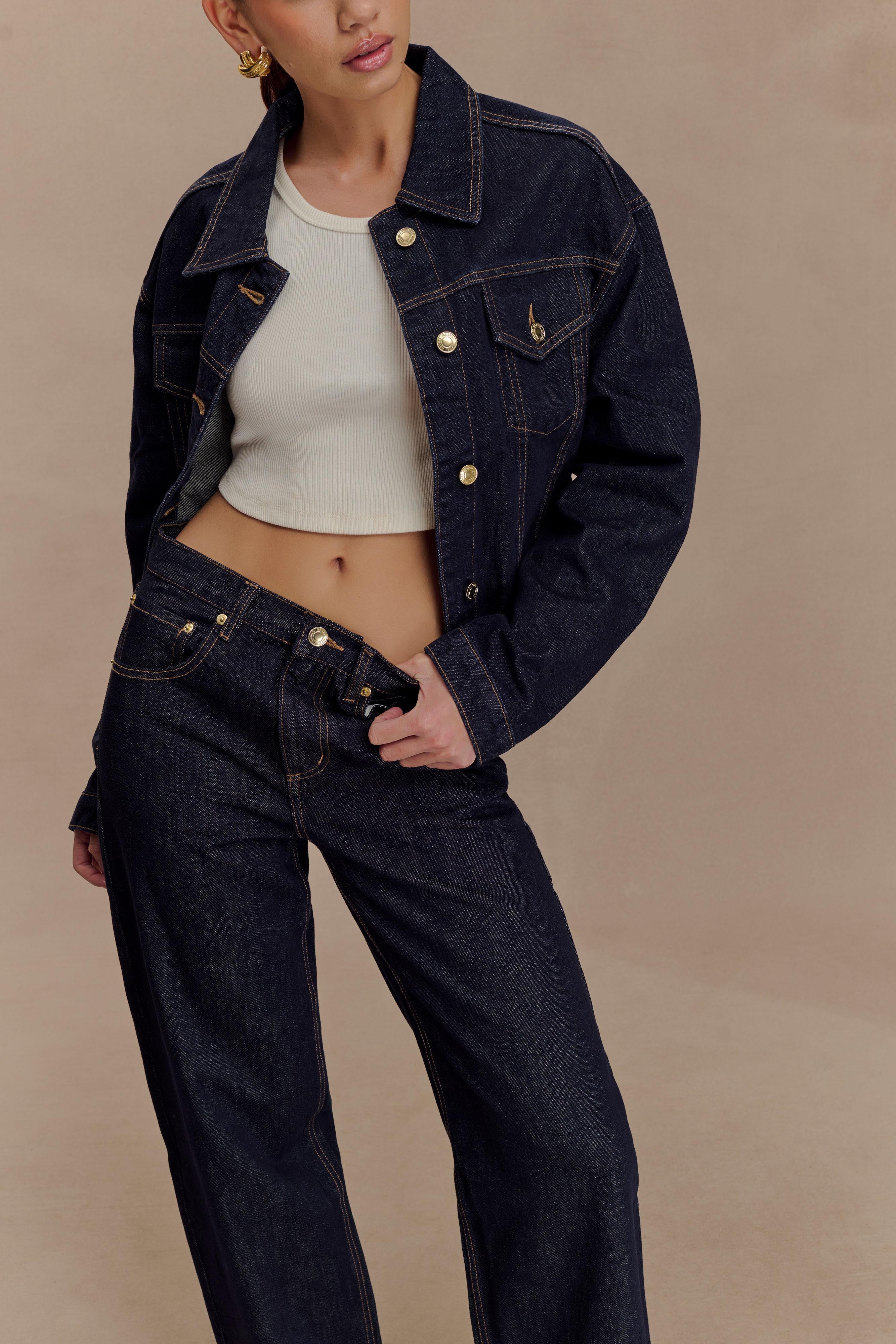 Mannon Mid Rise Denim Jeans - Washed Indigo Blue、mySite、solidvoid