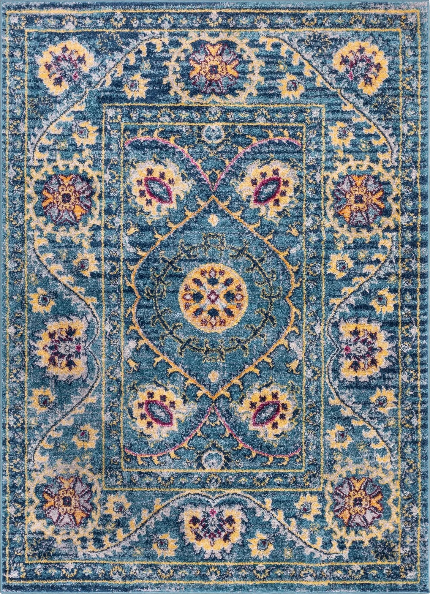 Mae Blue Modern Bohemian 7'10 x 9'10 Rug、mySite、gigharbornorthrealestate