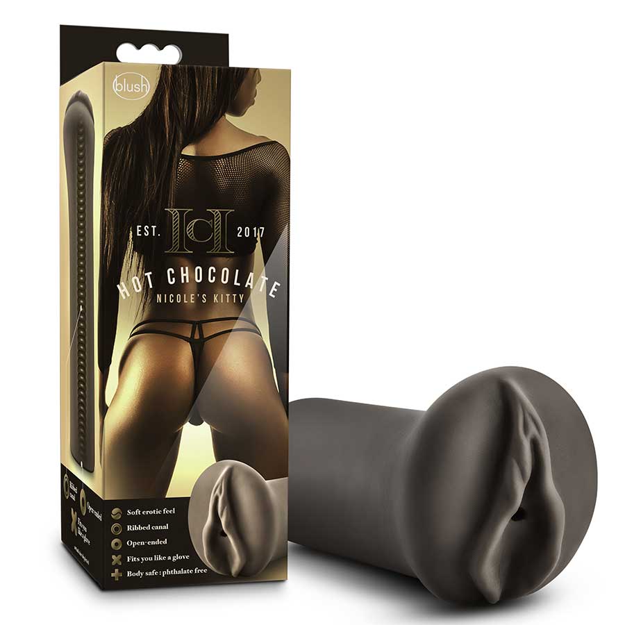 Hot Chocolate Pocket Pussy Nicoles Kitty Black Male Masturbator by Blush Novelties、mySite、bottomscart