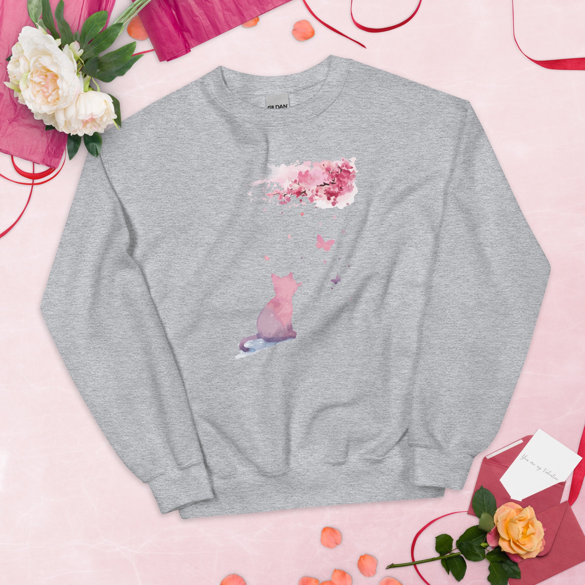 Cherry Blossom Kitten Crewneck Sweatshirt、mySite、camillekostekn