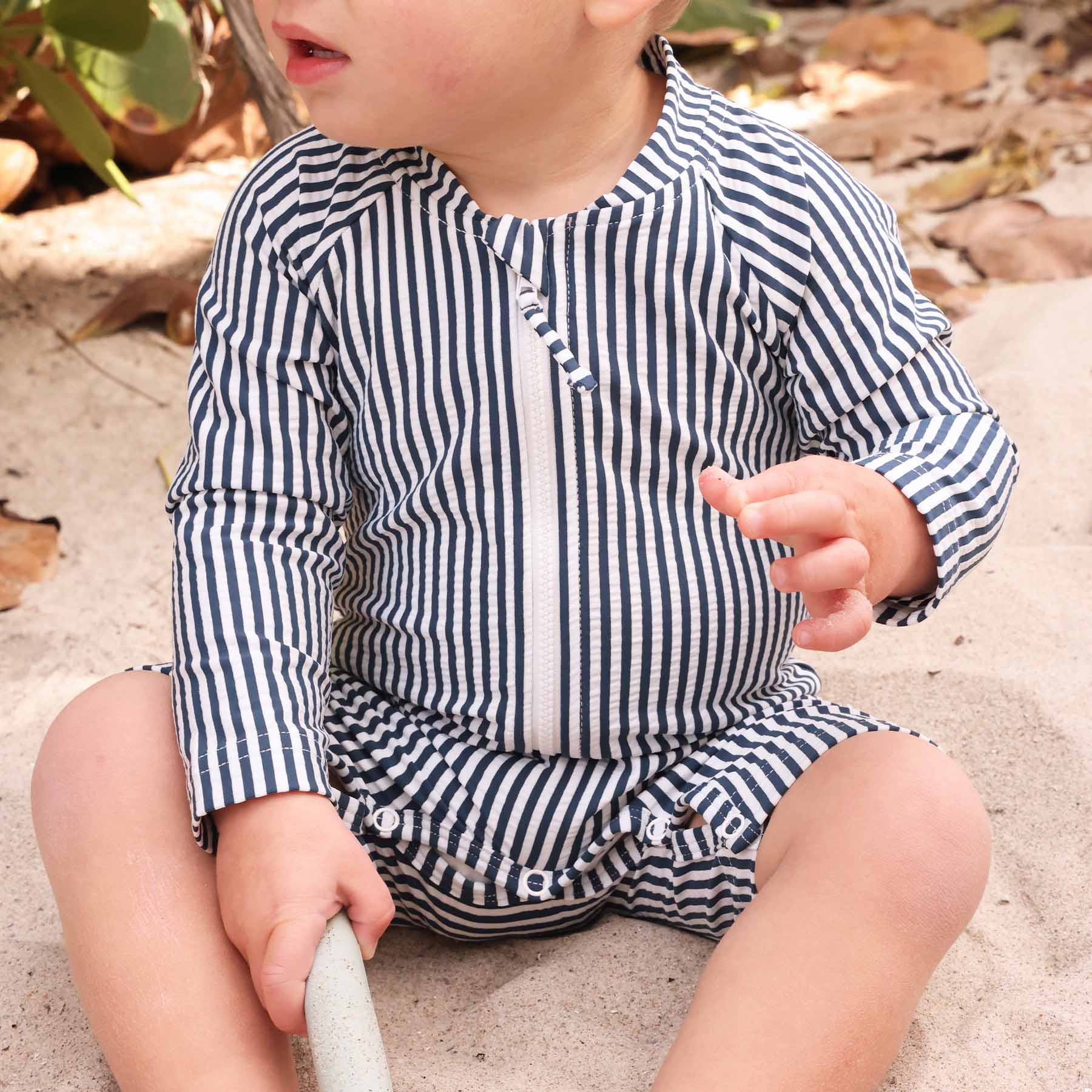  Long Sleeve Rash Guard Swim Romper Shortie | Seersucker Navy、mySite、layawaytickets