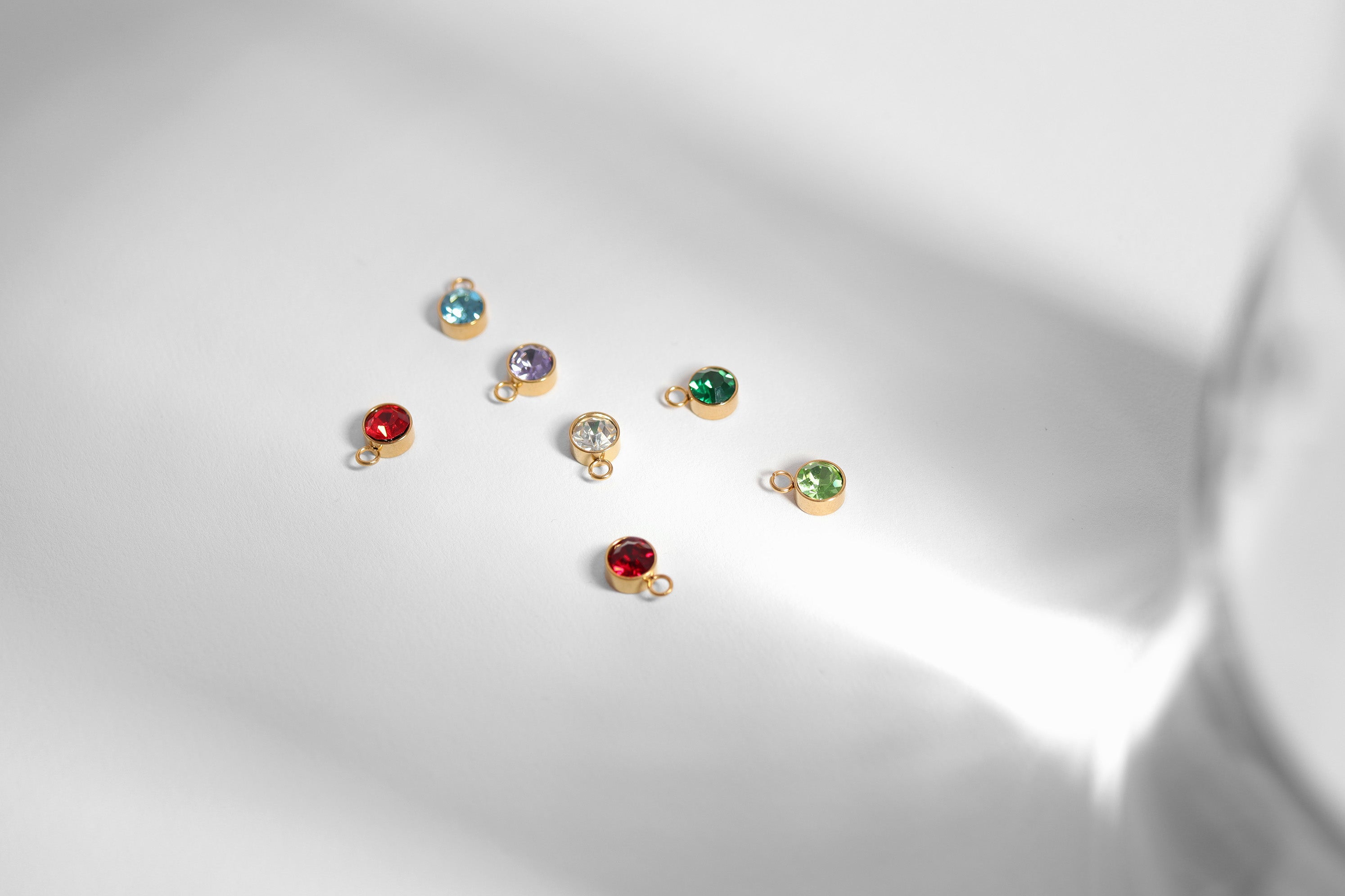 18K Gold PVD Stainless Steel Cubic Zirconia Birthstone Charm / SBB0335、mySite、dreamappss