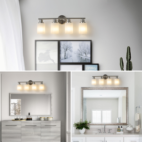 31" Modern 5-Light Vanity Wall Sconce, Golden Finish with Frosted Glass Shades for Bathroom or Hallway Lighting (No Bulbs)、、eastwooduniform