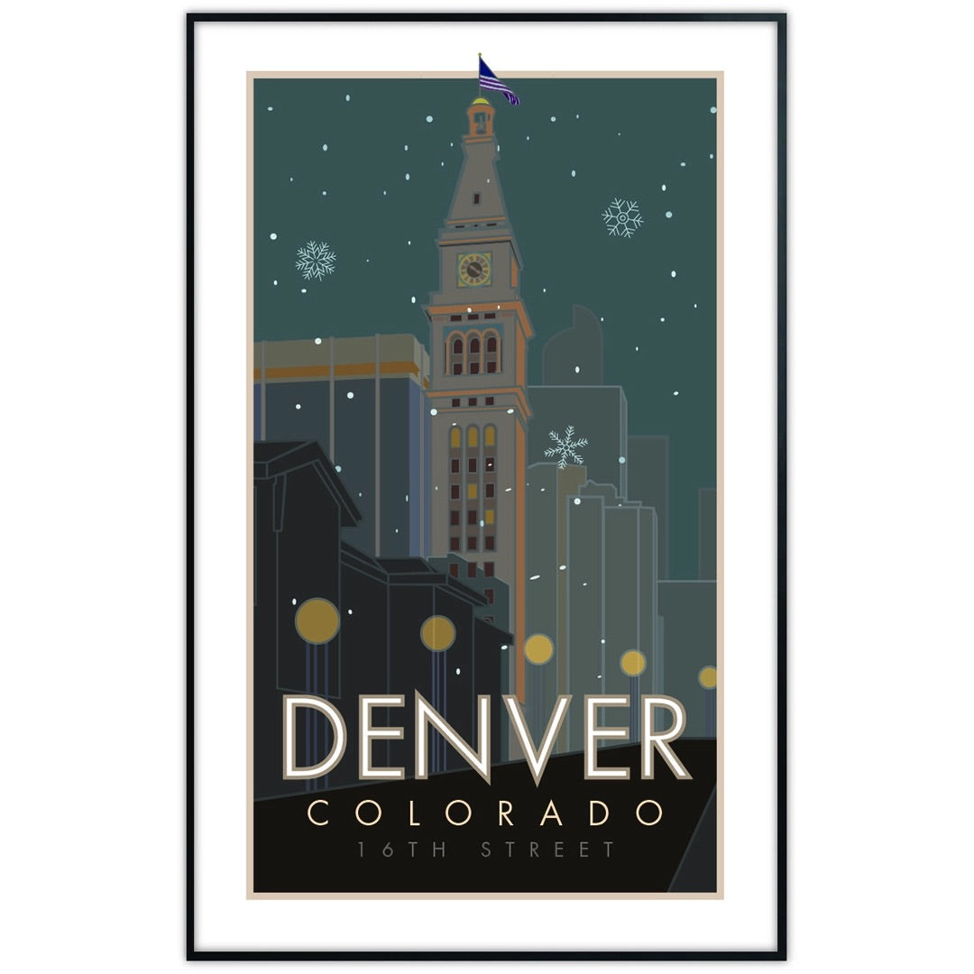 Denver 16th Street Mall Clocktower, Colorado - Poster、mySite、g9winljtr