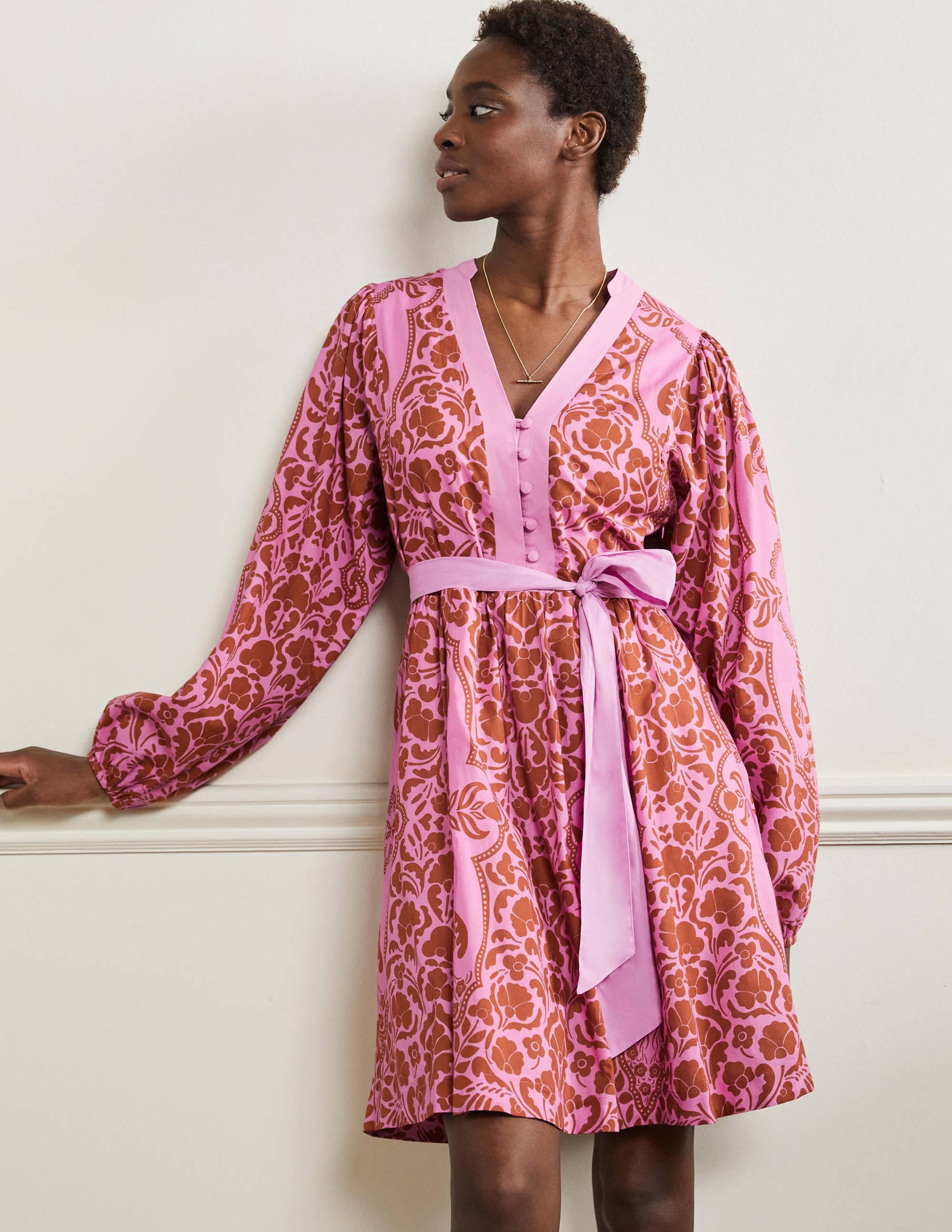  Notch Neck Cotton Dress-Orchid Petal, Passion Bloom、mySite、ashleygrahame