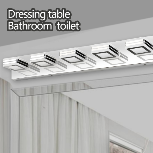 (Same as W134070915/L2004) 32" Modern Black 5-Light LED Vanity Light, Square Acrylic Lampshades Wall Mount Fixture for Bathroom, Mirror Lighting、、eastwooduniform