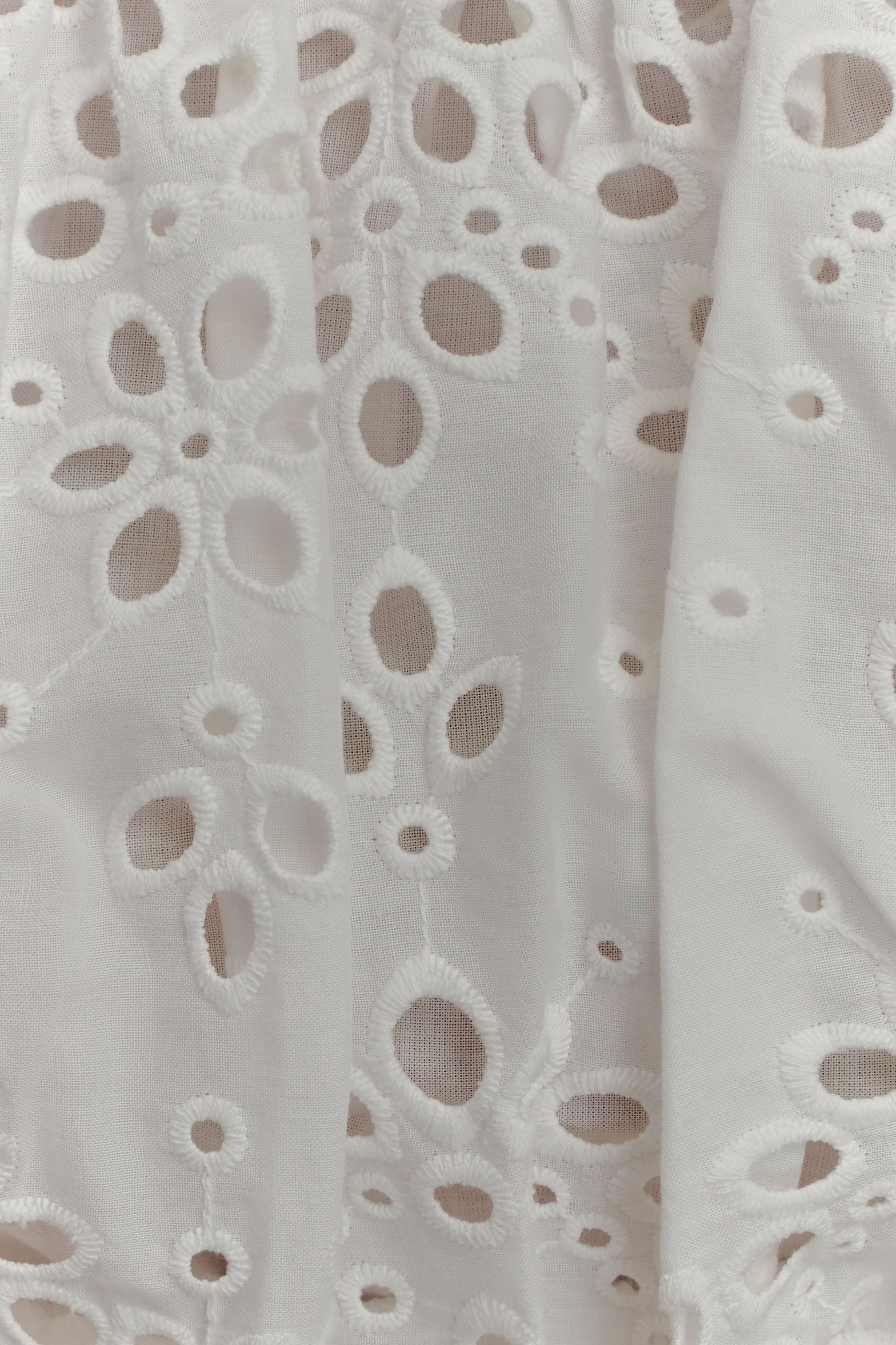 Autumn Off Shoulder Broderie Top - White、mySite、solidvoid