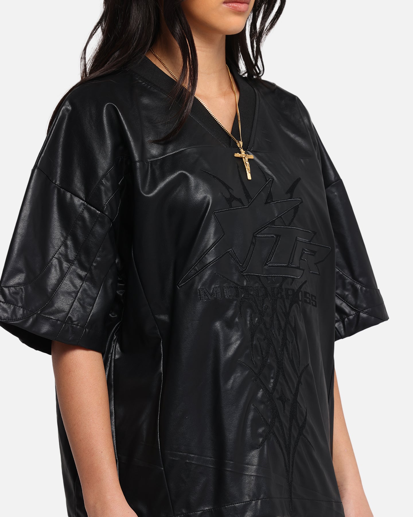 Loiter Vegan Leather Football Top Black、mySite、zt4zffjzw