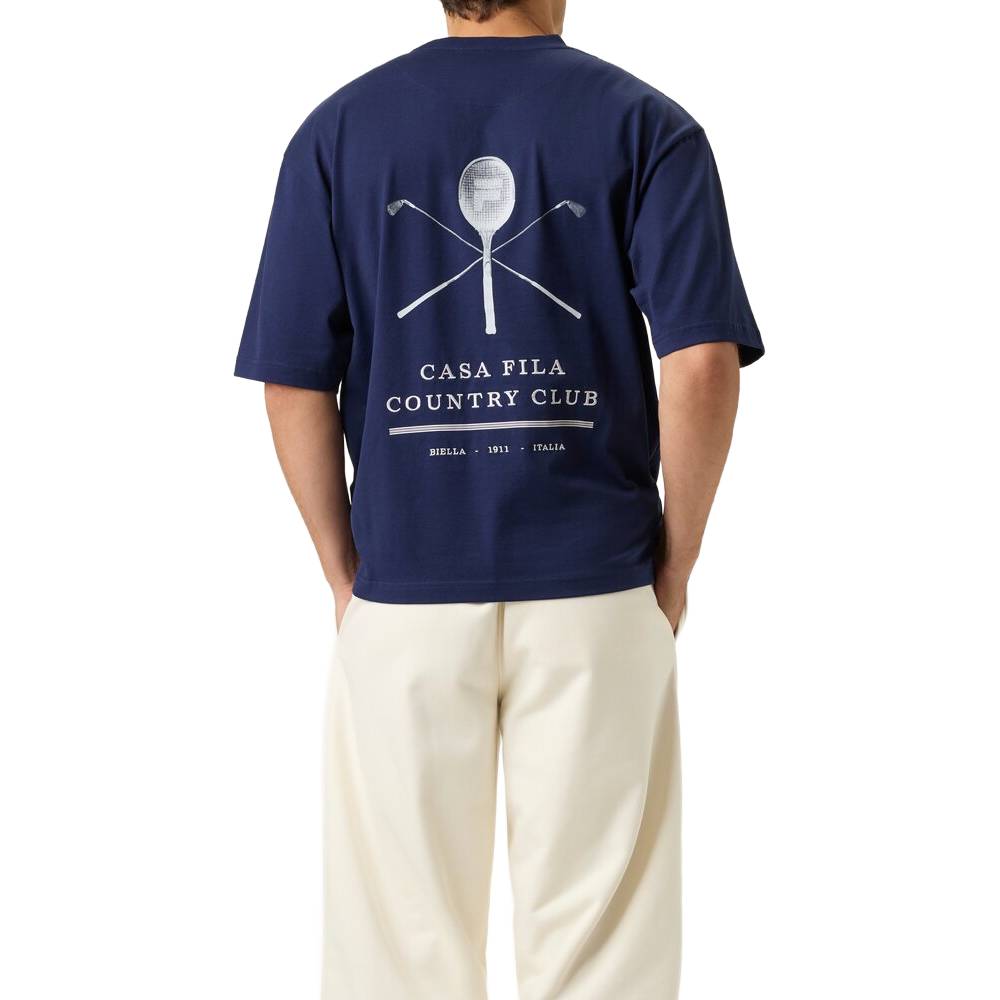 Fila Unisex Country Club Raquet Box Tee Top (Fila Navy)