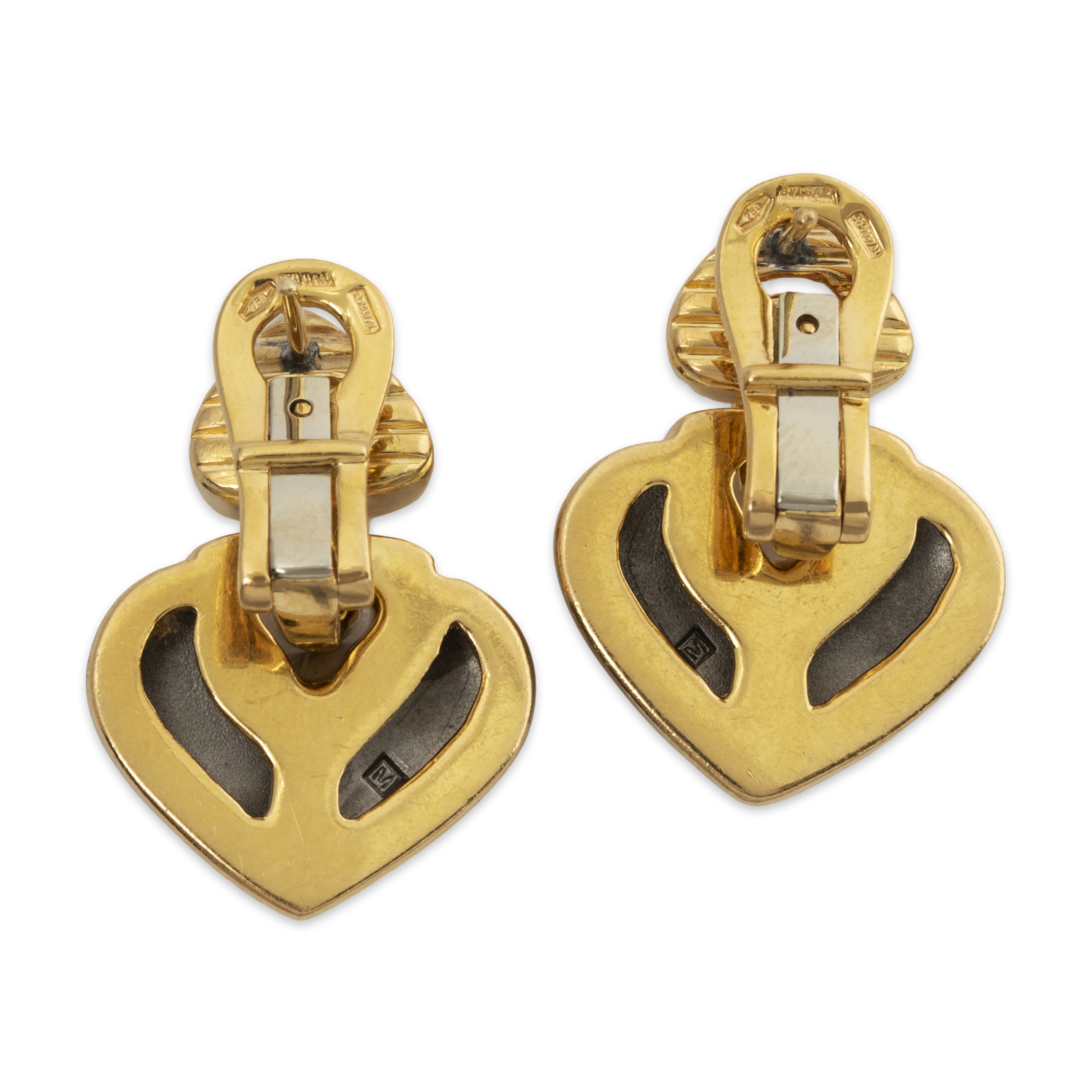 Vintage Bvlgari 18k Yellow & White Gold Doppio Cuore Earrings、mySite、hinf8tx79