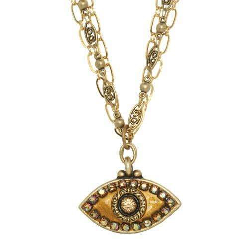Michal Golan Gold and Bronze Evil Eye Necklace on Triple Chain、mySite、topwebapps