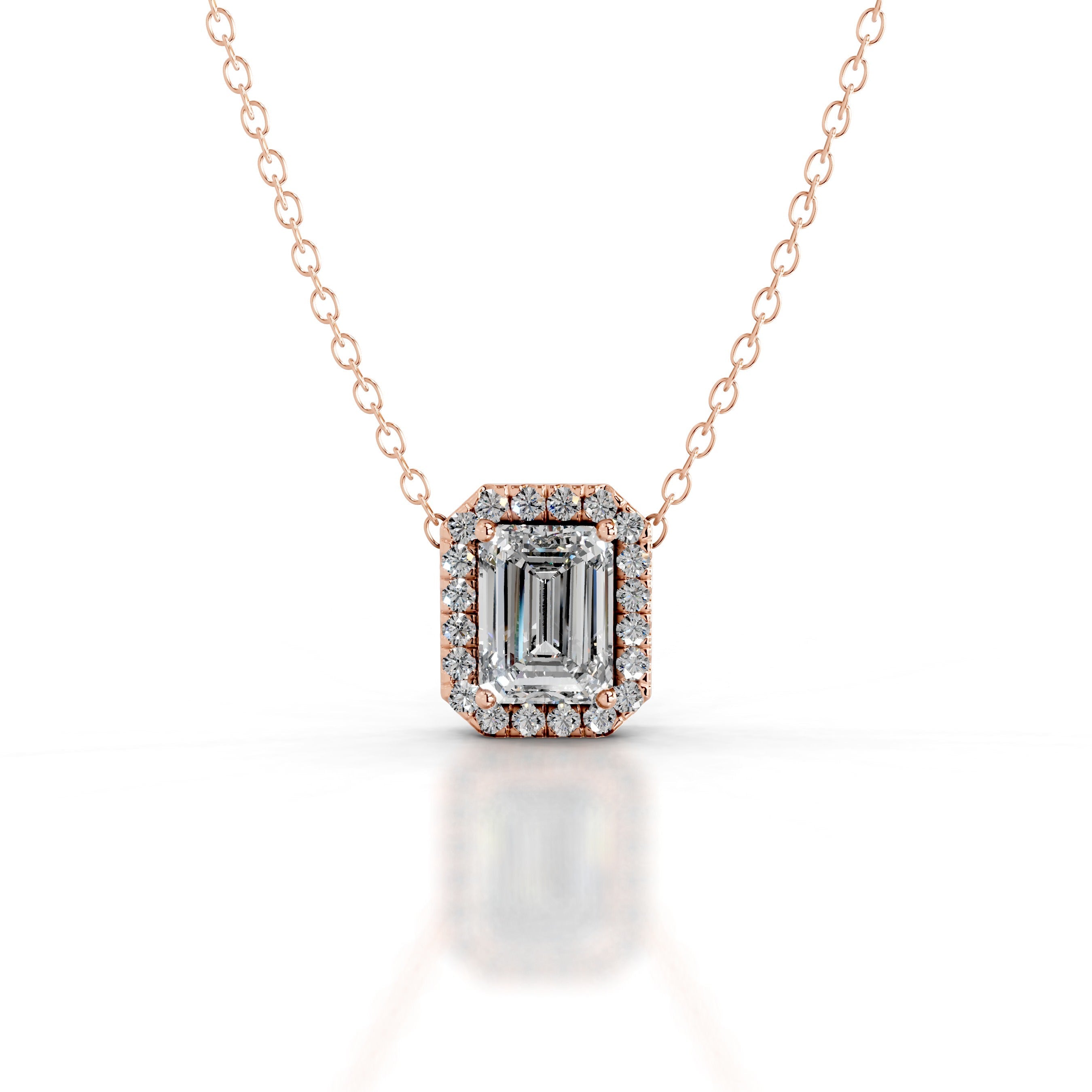 Petit Eden Lab Grown Diamond Halo Pendant - 14K Rose Gold、mySite、hinf8tx79