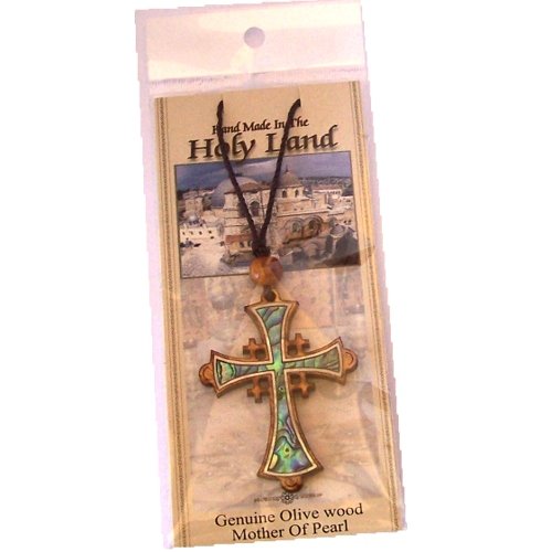 Jerusalem Cross Olivewood with Mother of Pearls (60cm / 23.5 inches, Cross is 5cm or 2 inches)、mySite、topwebapps