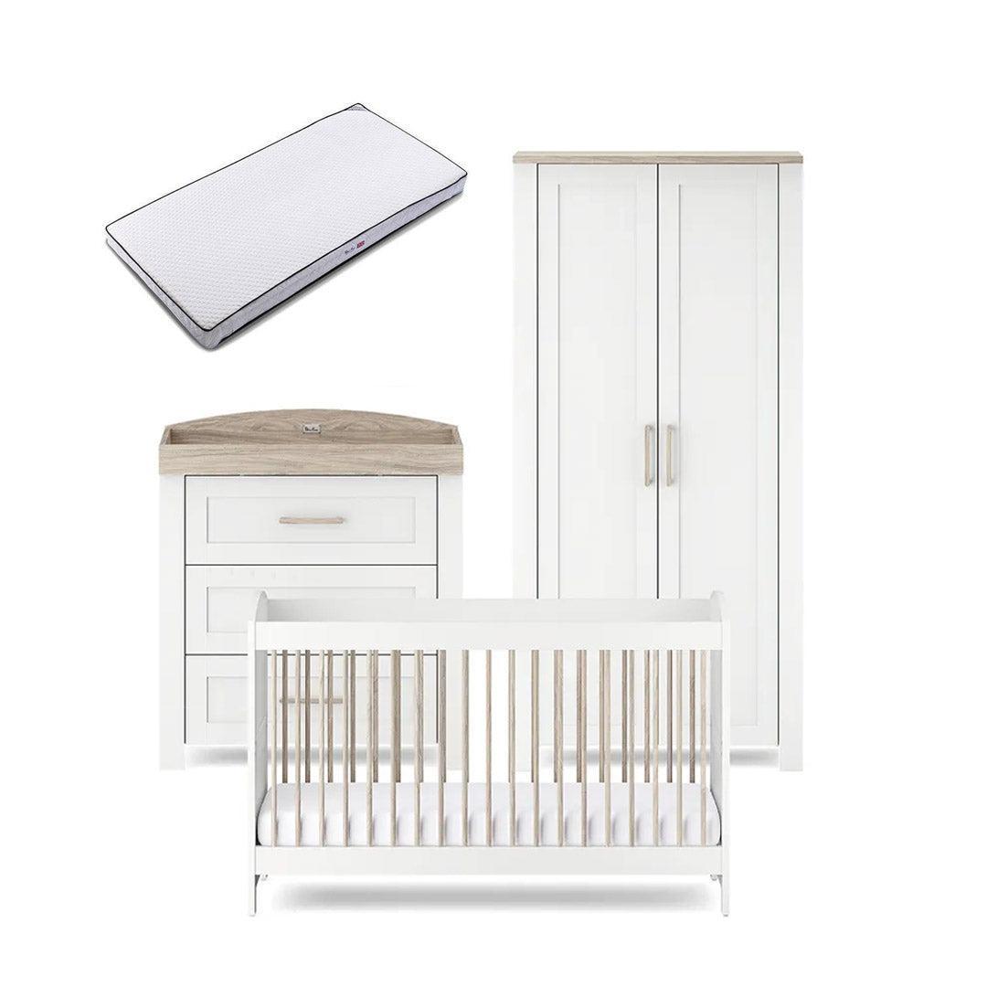  Silver Cross Valencia 3 Piece Nursery Set (Cot Bed, Dresser & Wardrobe) - Ash White、mySite、merchandisen