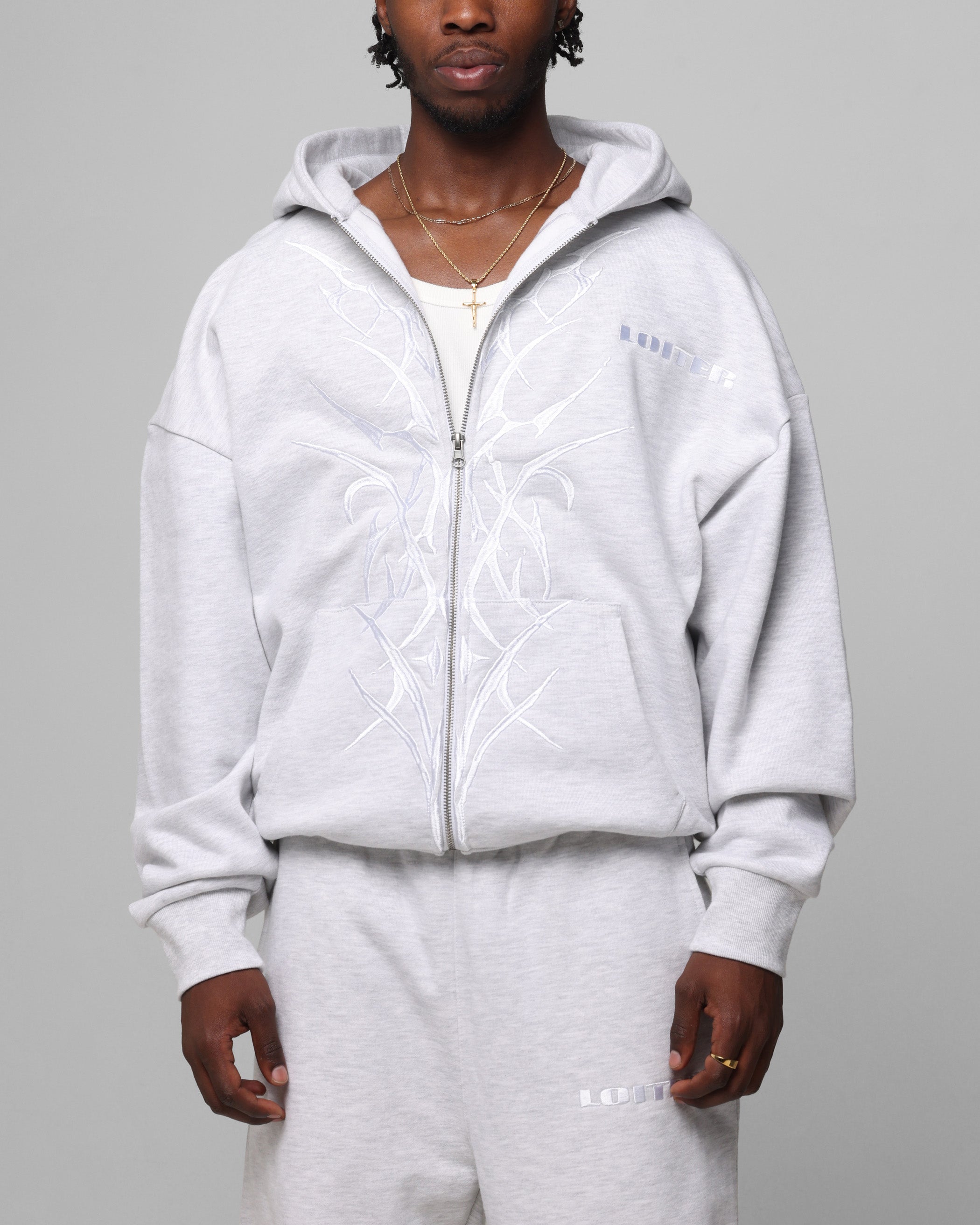 Loiter Blood Born Zip Hoodie Grey Marle、mySite、zt4zffjzw